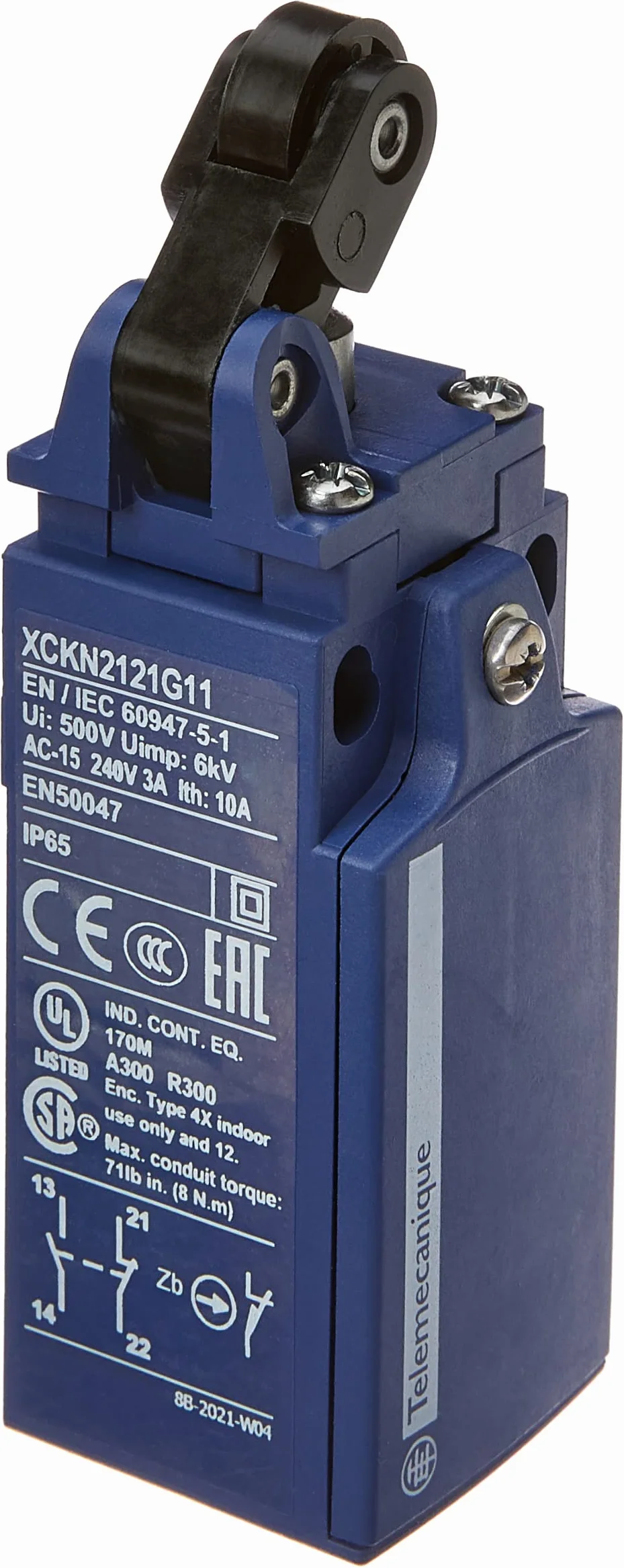 Schneider Electric XCKN2121G11 przełącznik krańcowy Pg11, plastik 1-przewodowy 65 x 31 x 30 mm plastikowa dźwignia wciskana poziomo uruchamianie N