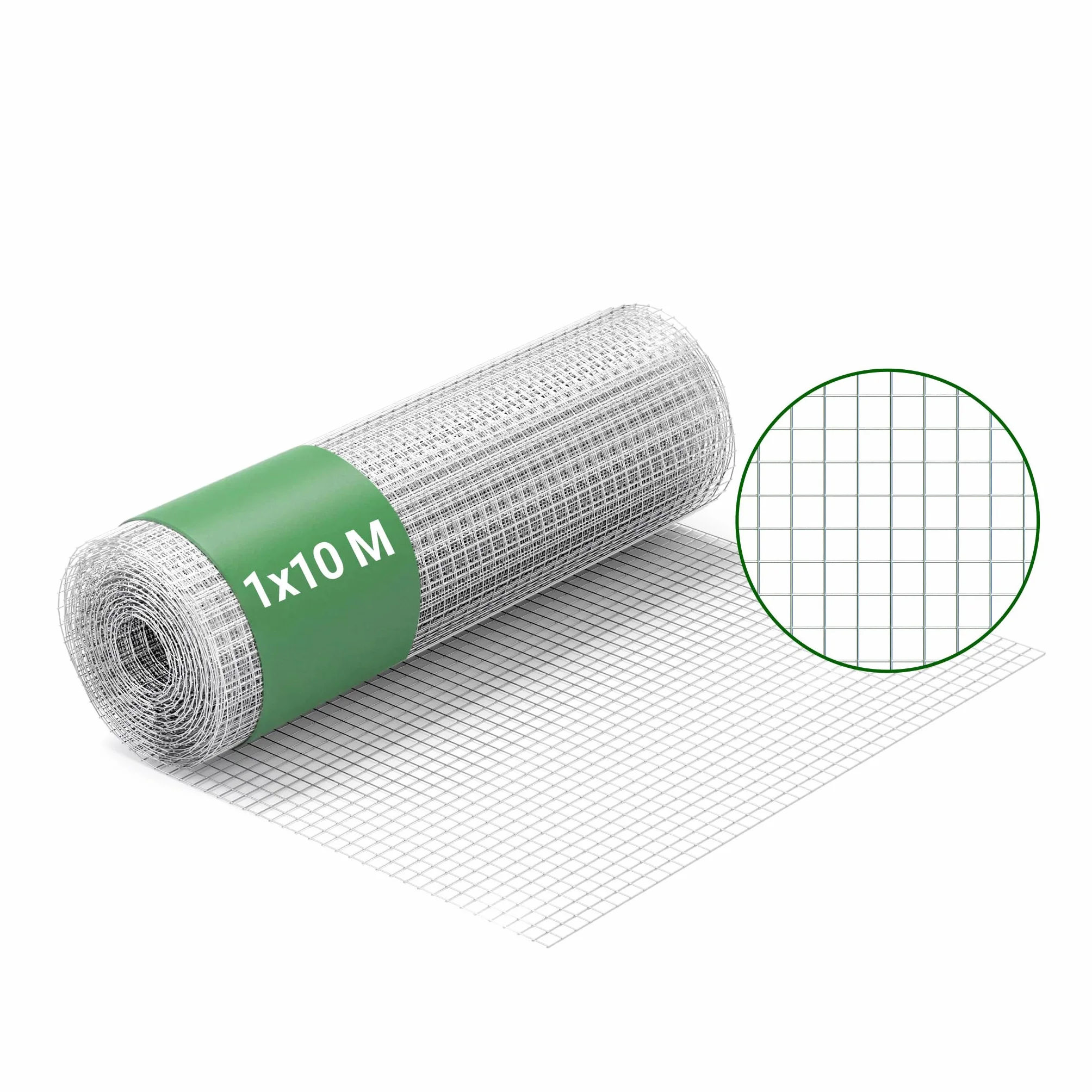 Wiltec Siatka ogrodzeniowa ocynkowana 1 x 10 m, stalowa siatka leśna na woliery i gryzonie, drut 0,75 mm, oczka 19 x 19 mm, trwała ochrona dla upraw i ogrodów