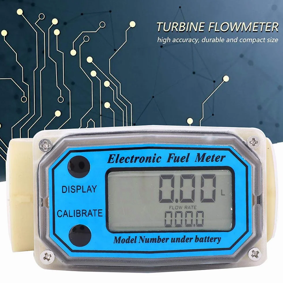 Mini Cyfrowy Przepływomierz Turbinowy LCD 15-120L/min 1" NPT do Oleju Napędowego Mocznik Nafta Benzyna 15-120L/min