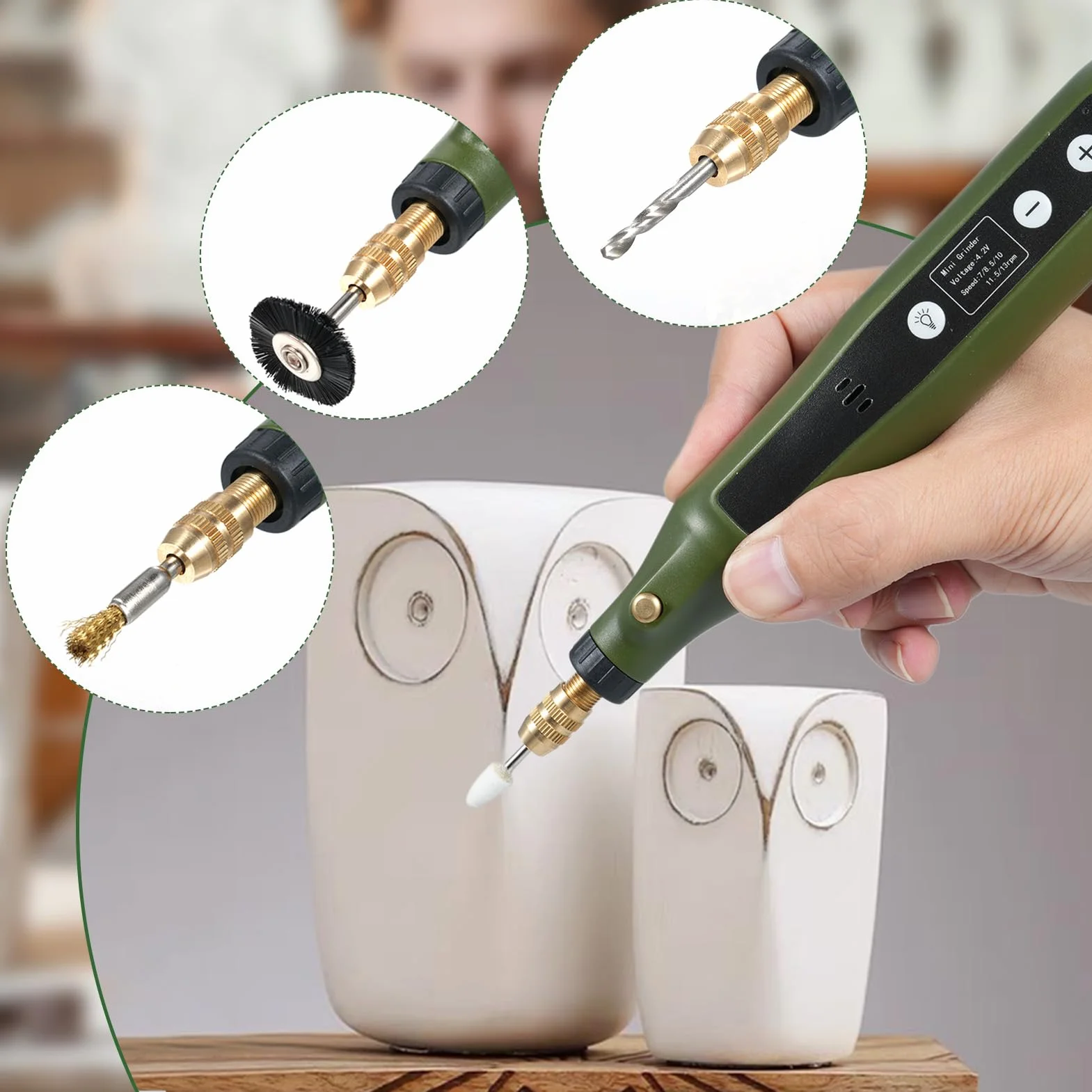 Mini Rotary Tool Kit 5-Speed Multi-Purpose Rotary Tool Set Carving Sanding Grinding Polishing (Zielony)