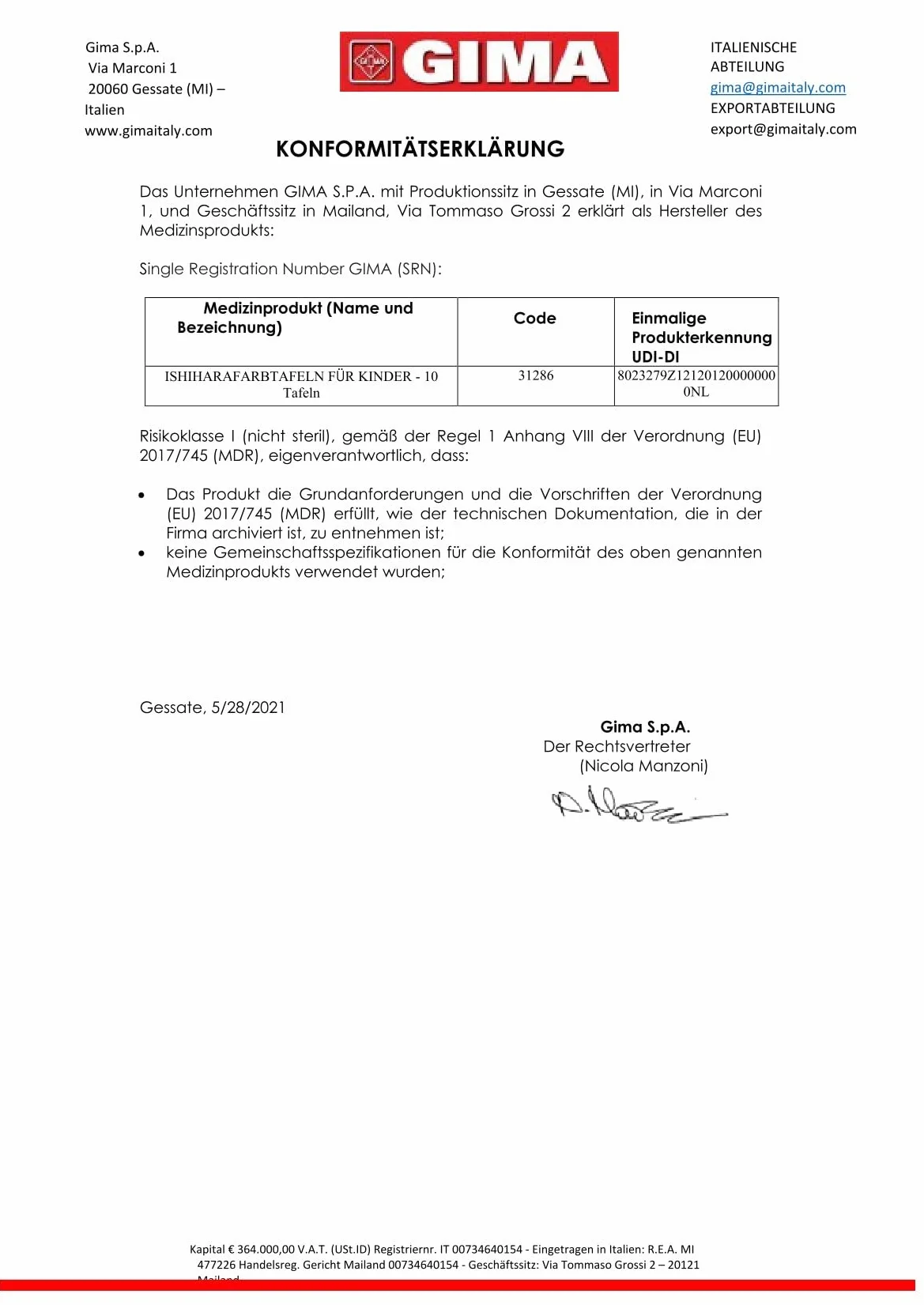 Gima Pediatryczny Test chromatyczny 10 szt