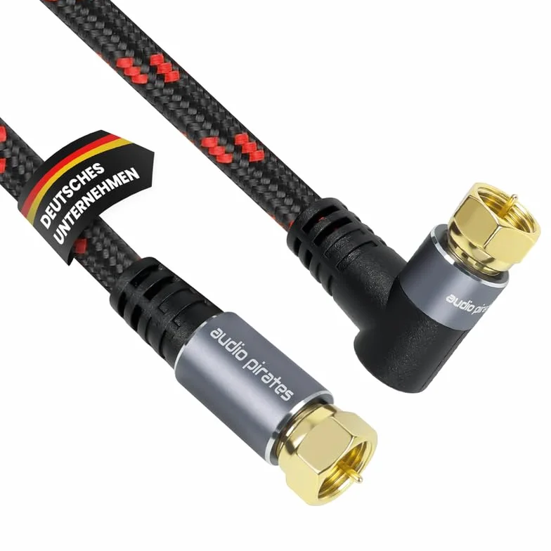 audio pirates RG6 kabel koncentryczny – kabel SAT z wtyczką F pod kątem 90° – podwójnie ekranowany kabel koncentryczny o średnicy 7 mm – kabel antenowy, kabel koncentryczny czarny/czerwony (1 szt