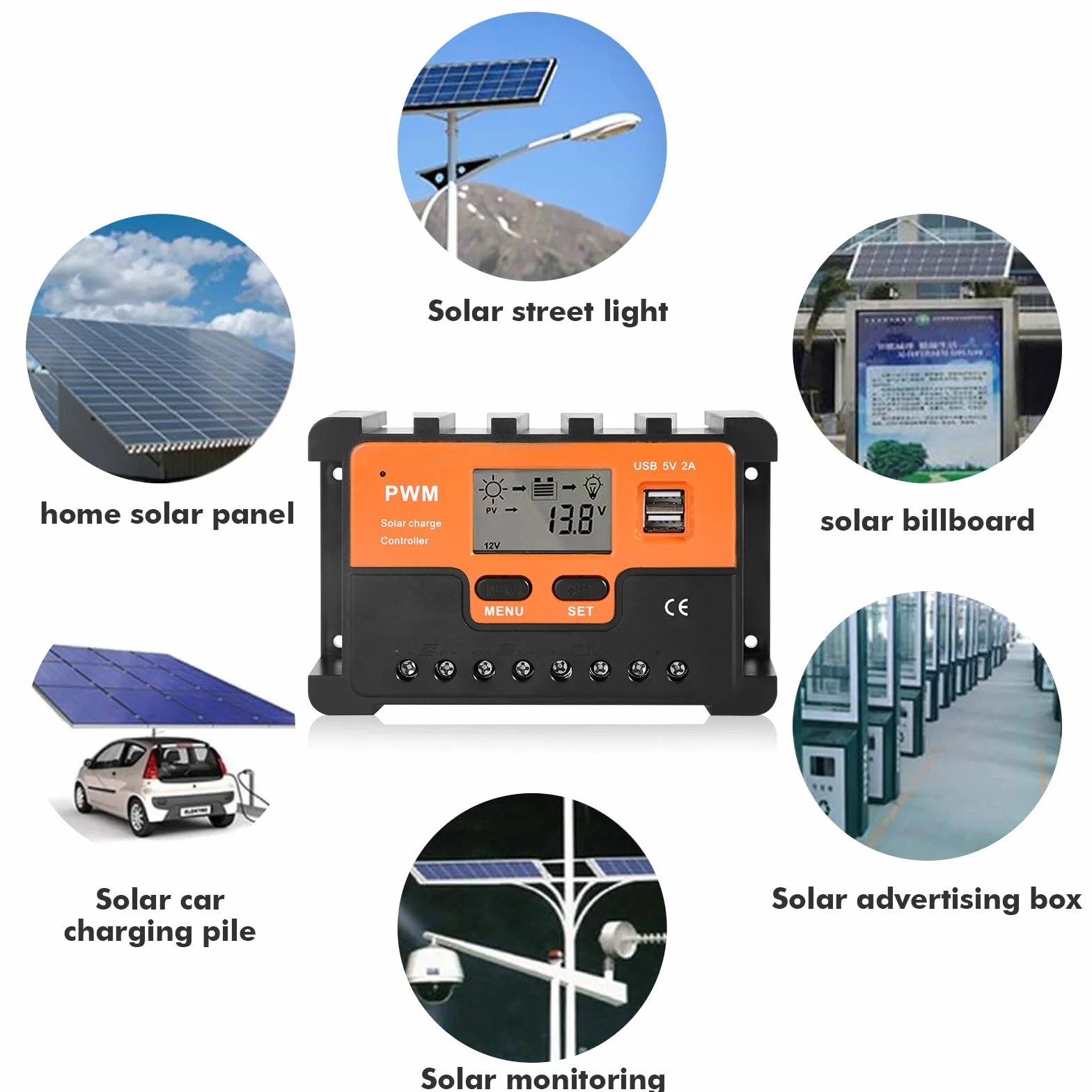 DEWIN PWM solarny regulator ładowania, 12 V 24 V moduł solarny regulator baterii, wyjście Dual USB 5 V, 10-60 A (30 A)
