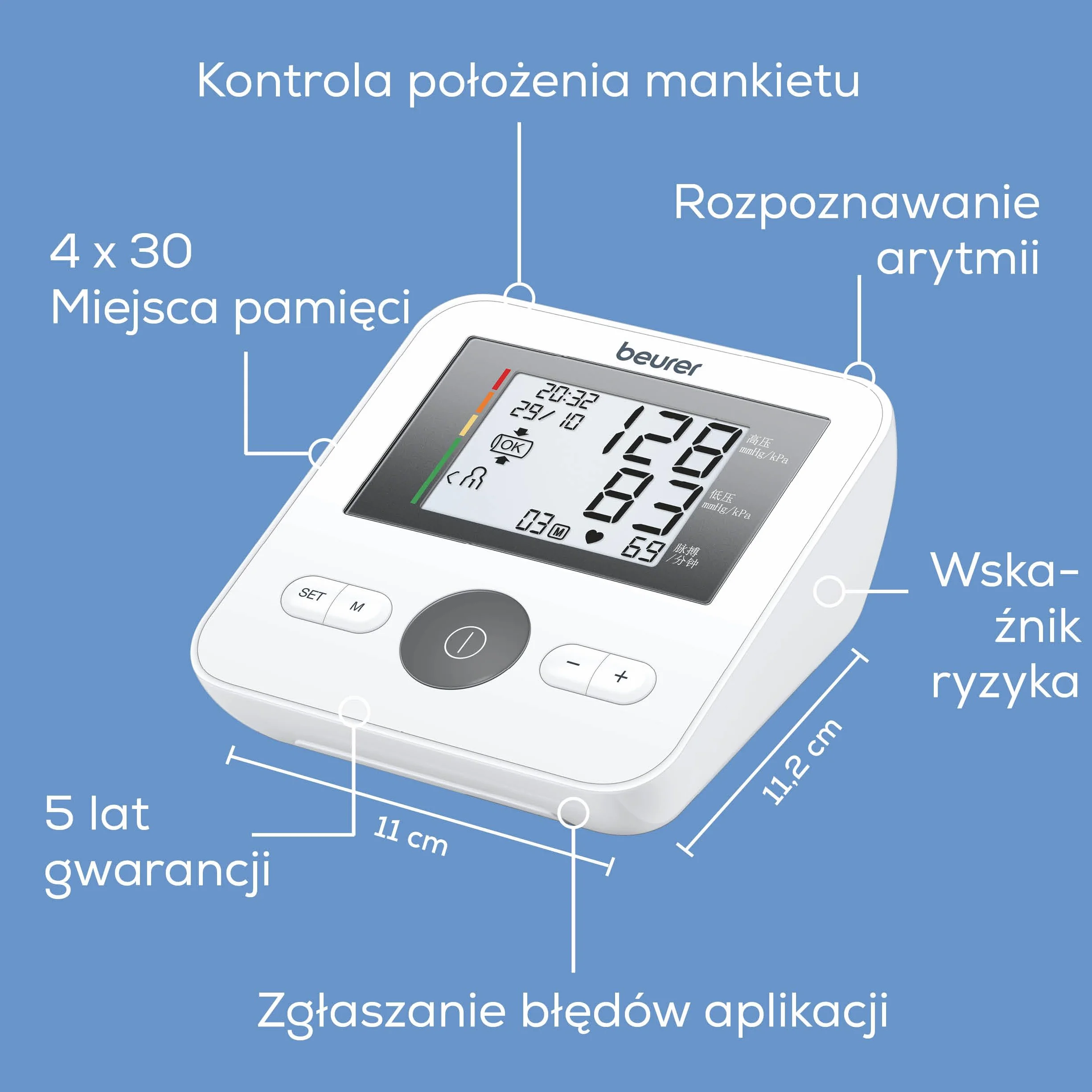 Beurer BM 27 ciśnieniomierz naramienny mankiet 22-42 cm wykrywanie arytmii Apple Health