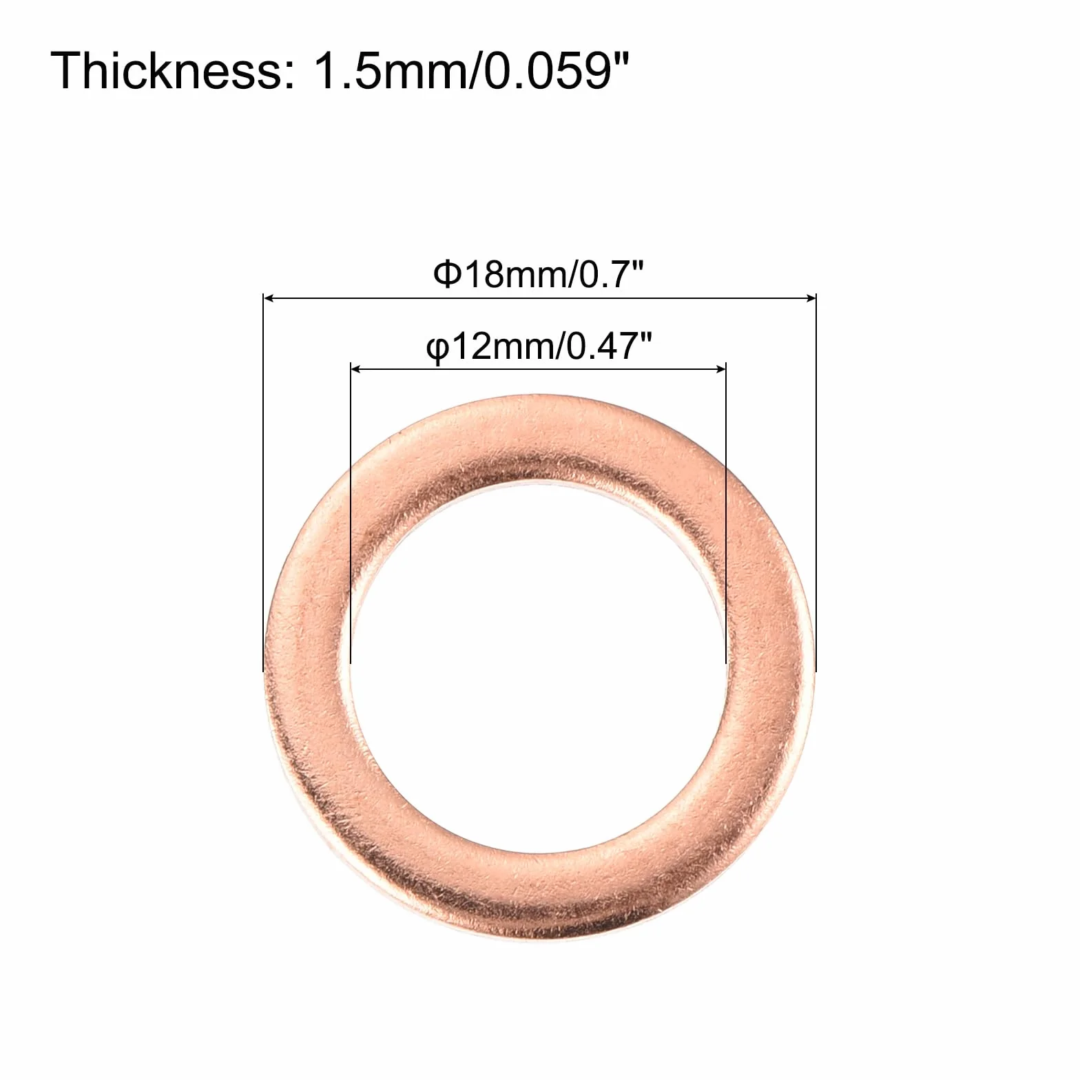 QUARKZMAN 22 sztuki płaskich uszczelek miedzianych, 12 x 18 x 1,5 mm, miedź, ulepszone, płaskie, metryczne uszczelki uszczelniające do armatury hydraulicznej, śruby, nakrętki, naprawy elektroniki