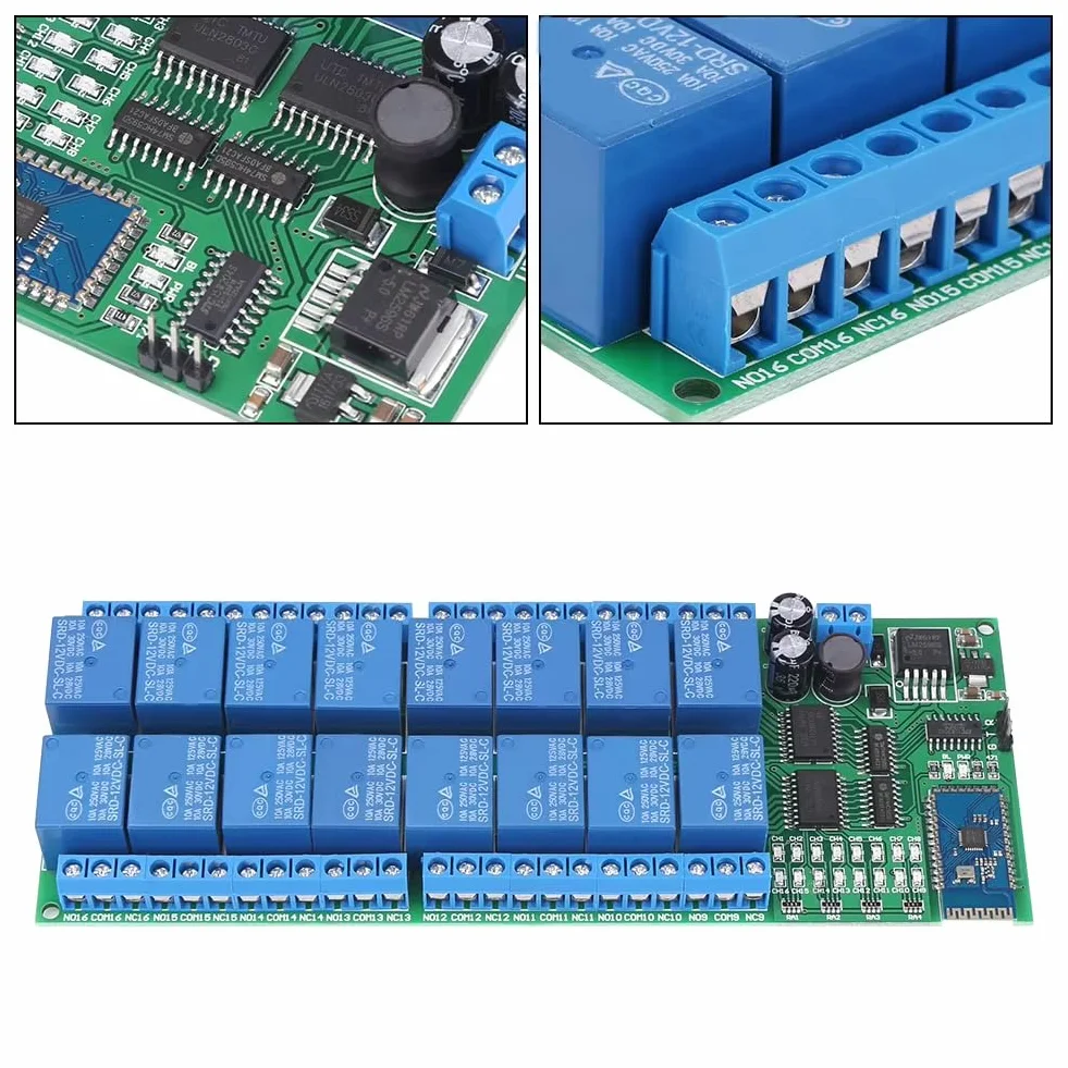 R421B16 DC 12V 16 kanałów RS485 przekaźnik moduł płytka kontrolera PLC złącze szeregowe przełącznik