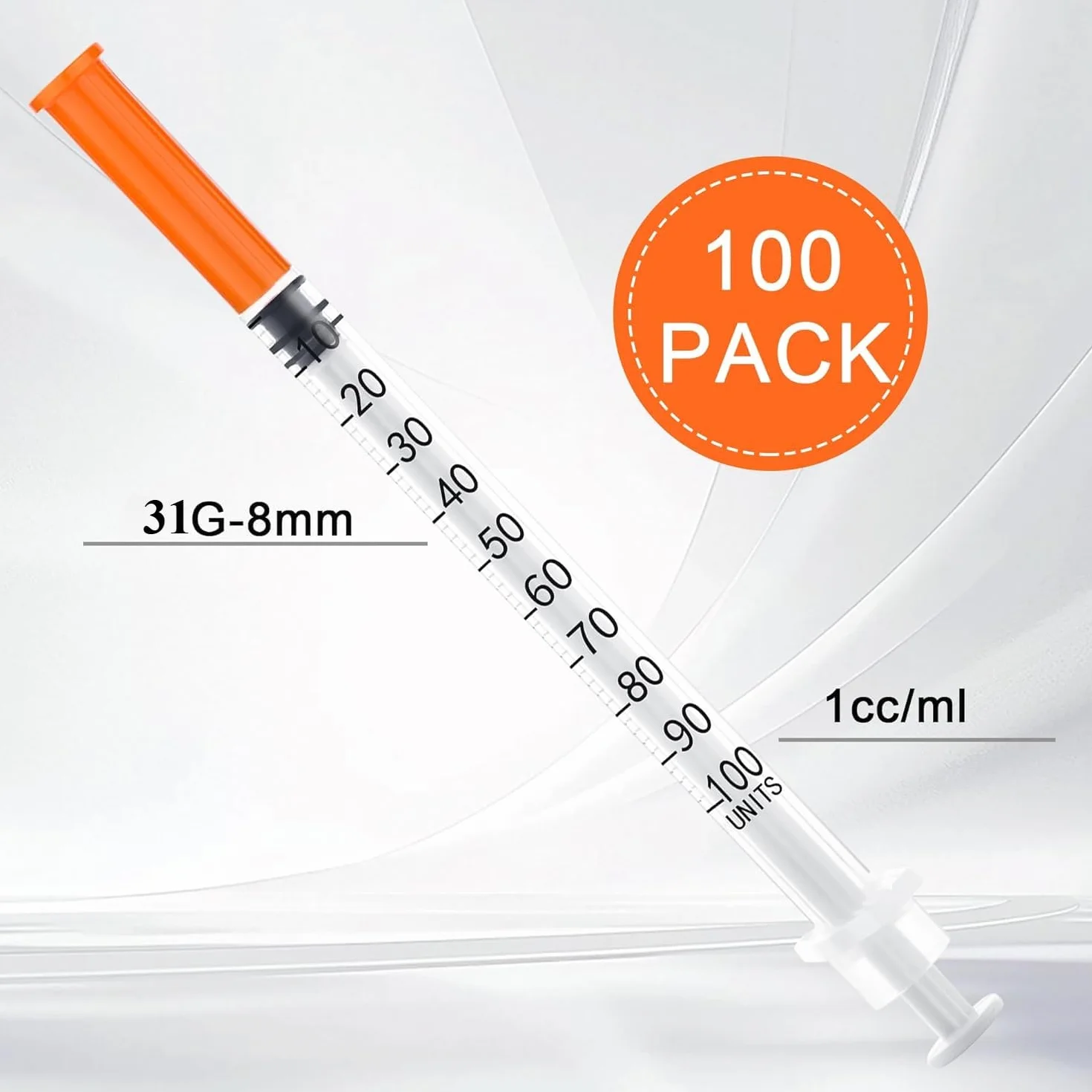 100 sztuk 31 g x 8 mm narzędzia pomiarowe do wielokrotnego użytku 1 ml/cc plastikowa rurka, pojedynczo owinięta