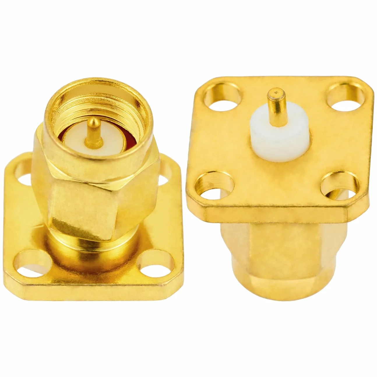 Vecys 2 Stuks SMA Męski Panel Podwozia RF Adapter Koncentryczny 50 Ohm SMA Męski 4 Otworowa Złącze do Montażu Panelowego do Anteny Radiowej Kabel Koncentryczny