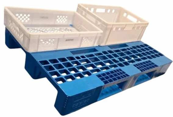Paleta Plastikowa 120x80 Ażurowa na Płozach Niebieska 1280WN
