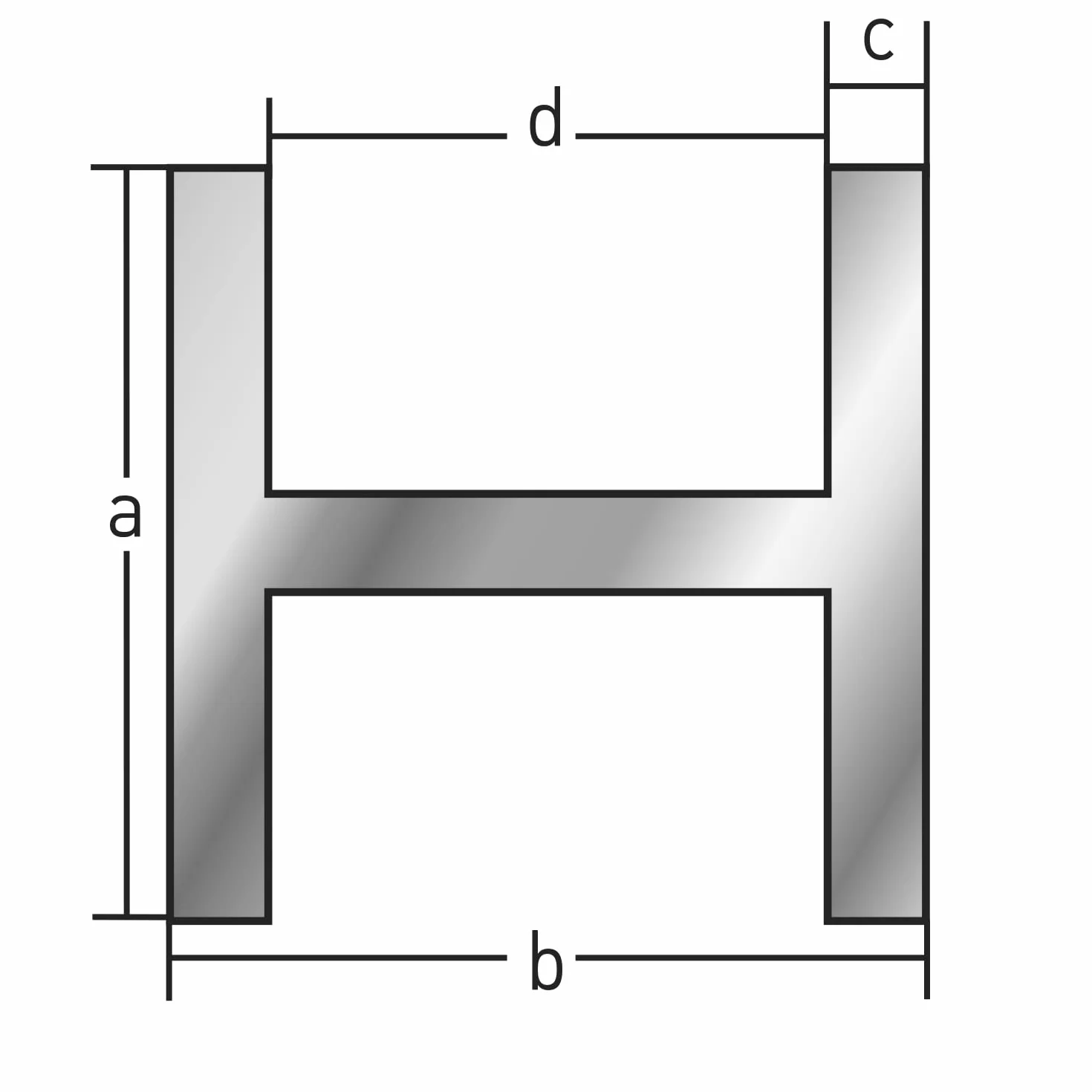 Aluminiowy profil H, anodowany, aluminiowy profil do wymiarów wewnętrznych 4,5-16 mm 22 x 13 x 1,5 (wewnętrzna 10 mm) x 1000 + -4 mm