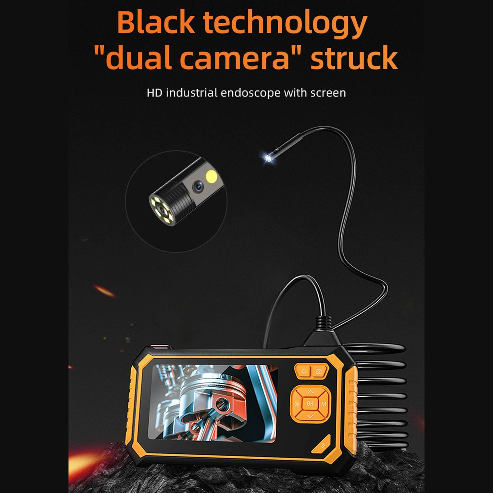Eujgoov Kamera Podwójnego Obiektywu, Inspekcja IP67 Kamera Endoscope 4,3 -calowa Wyświetlacz LCD 8 Regulowane Diody LED Lights do Konserwacji Samochodu Kanalizacyjnego (10 m / 32,8 stopy)