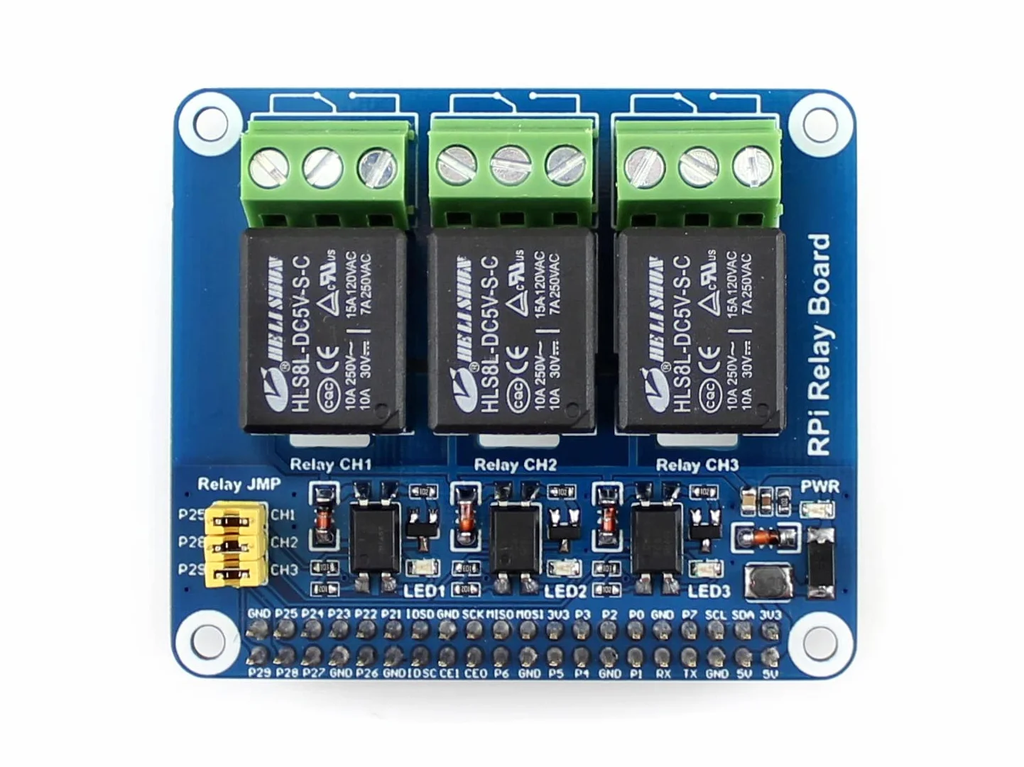Waveshare RPi Relay Board 3-Way Relay Control Pi 40PIN GPIO Extension Header Compatible Raspberry Pi Series Boards
