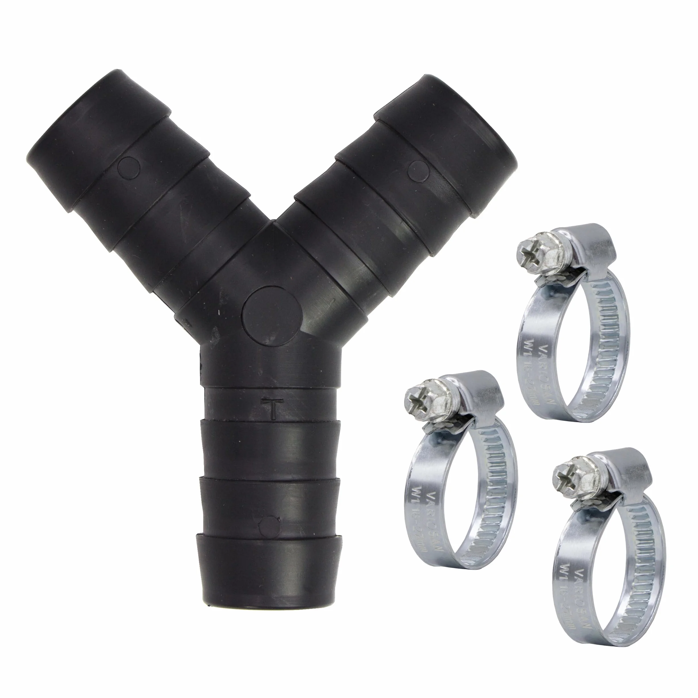 VARIOSAN 2-drożny rozdzielacz Y 11152, 3/4" (19 mm), do węży odpływowych, w zestawie zaciski do węża