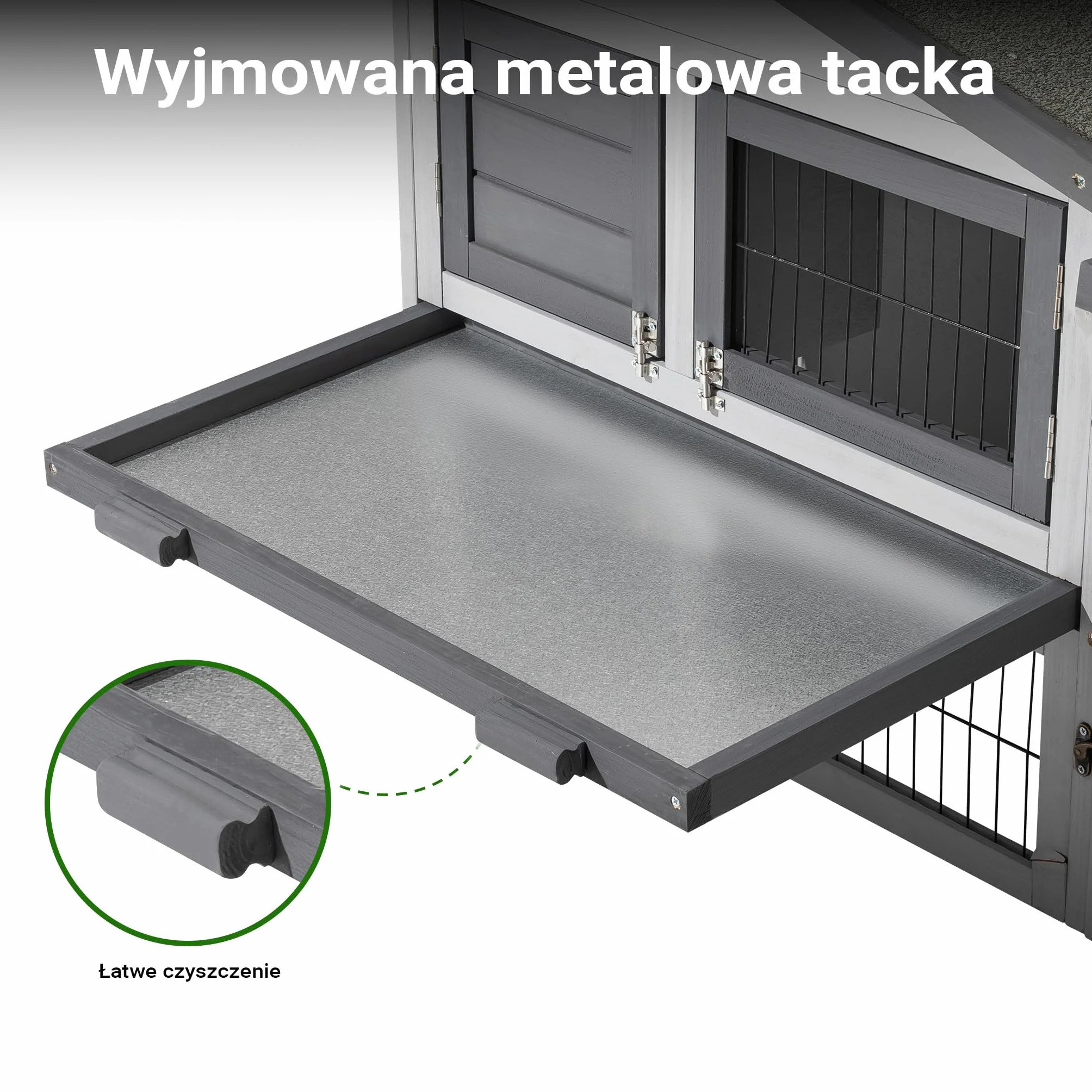Kurnik Wiltec 1535 x 525 x 685 mm jasnoszary z wolnym wybiegiem i grzędą drewniany ocynkowany