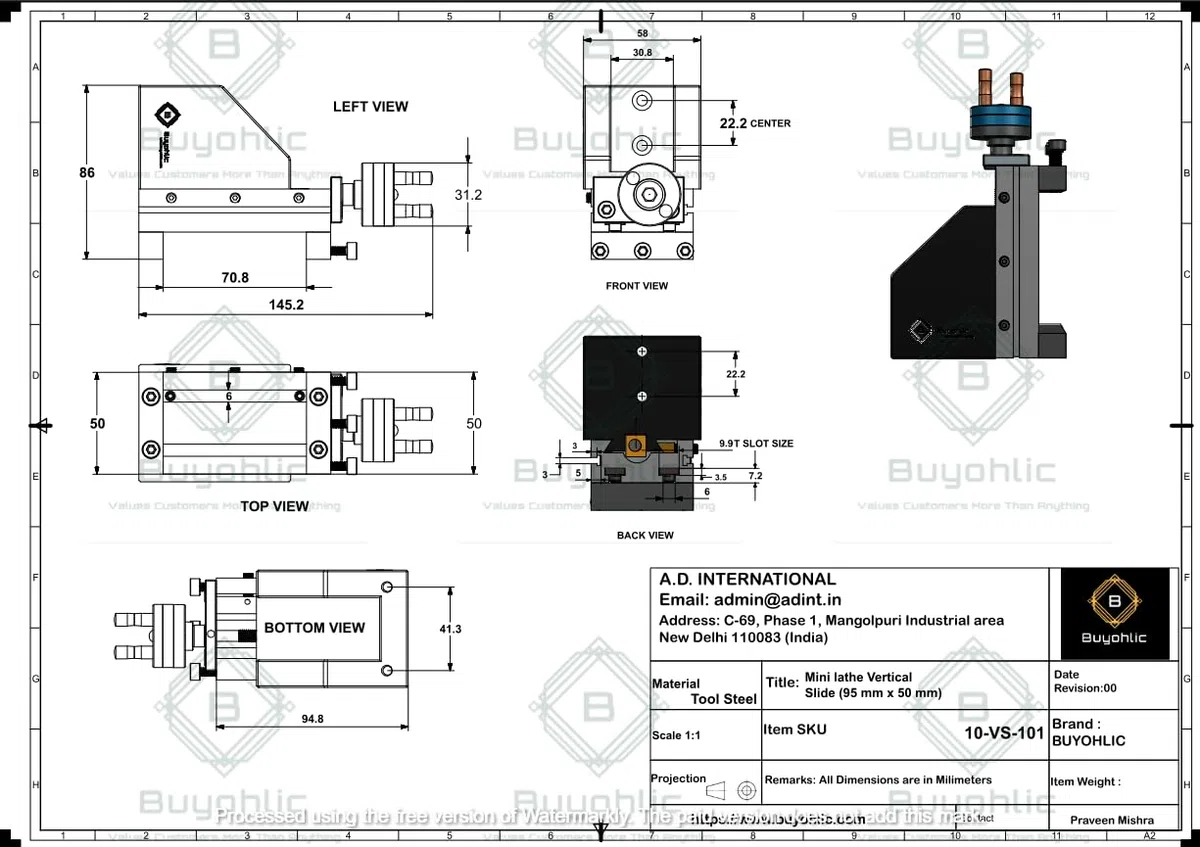 BUYOHLIC Mini prowadnica pionowa (90 mm x 50 mm) do natychmiastowego frezowania maszynowego na tokarce
