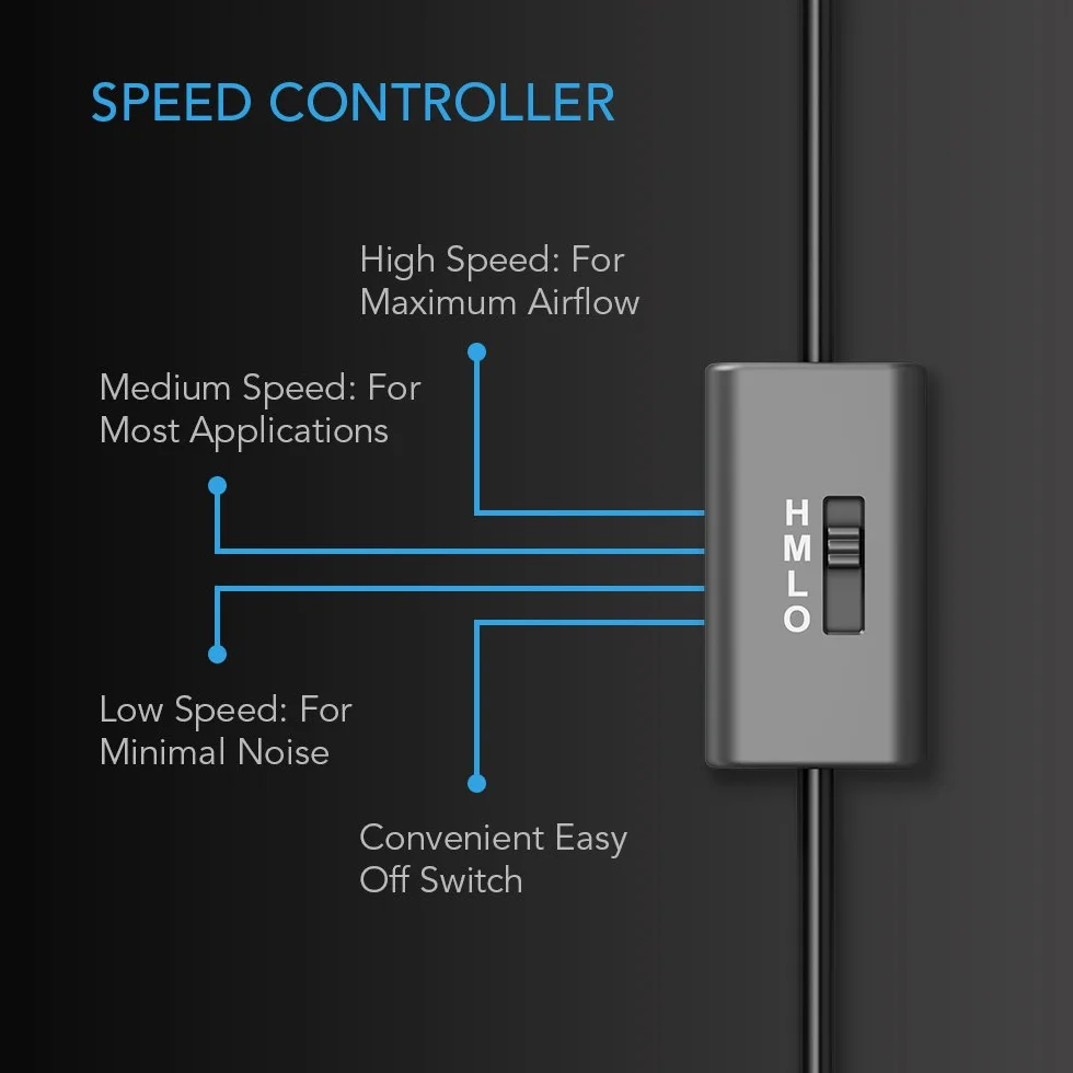 AC Infinity MULTIFAN S7-P, cichy podwójny wentylator zasilany prądem zmiennym 120 mm z regulacją prędkości, certyfikat UL, do odbiornika, DVR, Playstation, Xbox, chłodzenie komponentów