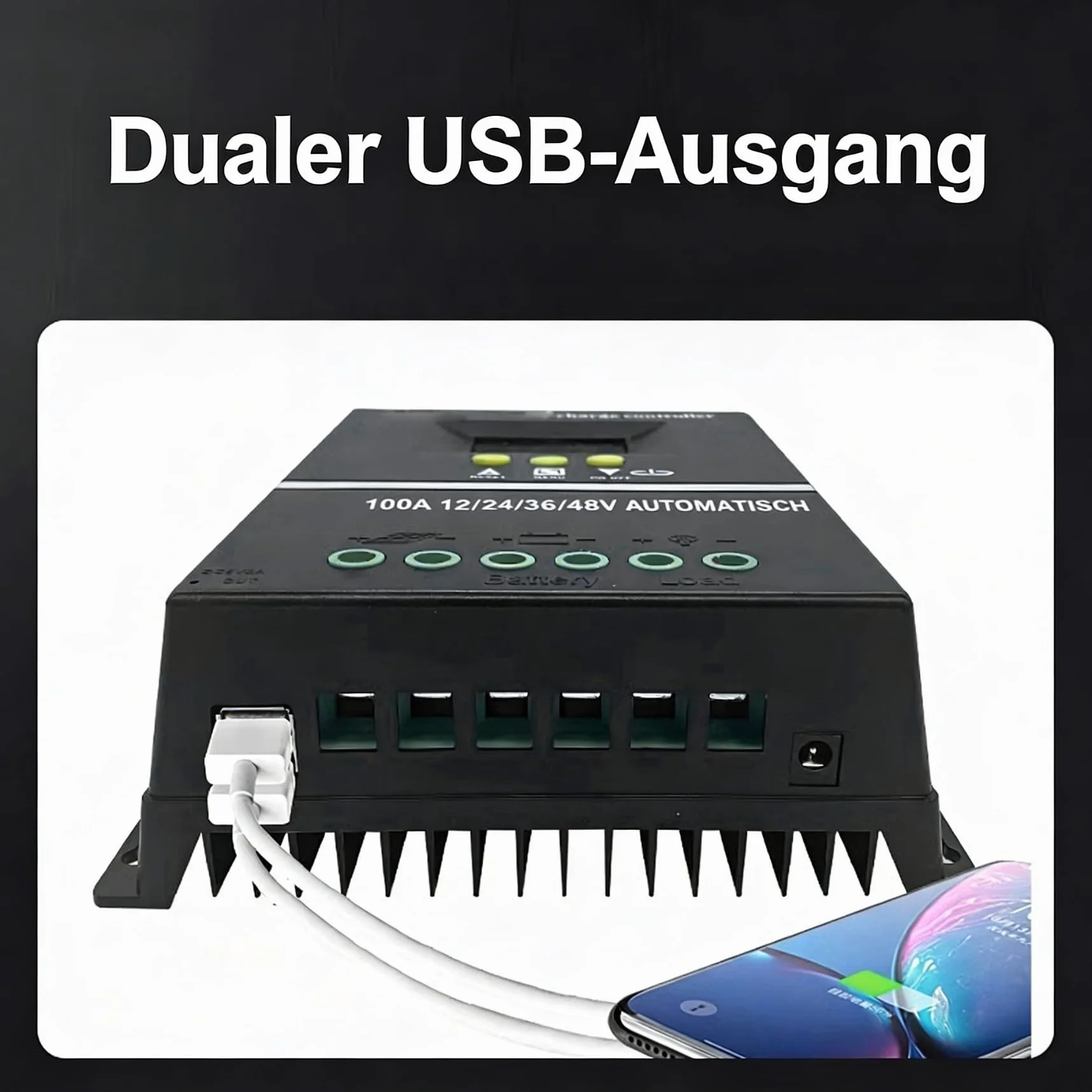 Cocoarm MPPT Słoneczny Kontroler ładowania Dual USB LCD 12V 24V 36V 48V