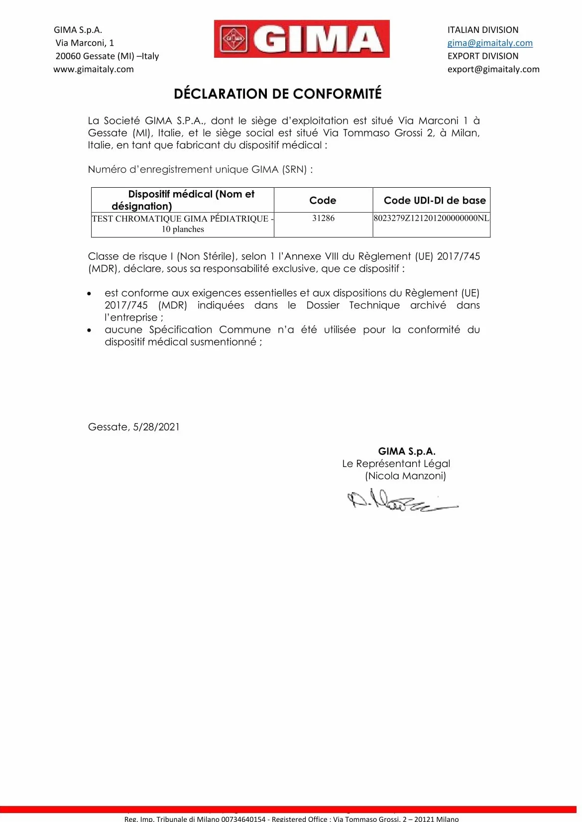 Gima Pediatryczny Test chromatyczny 10 szt