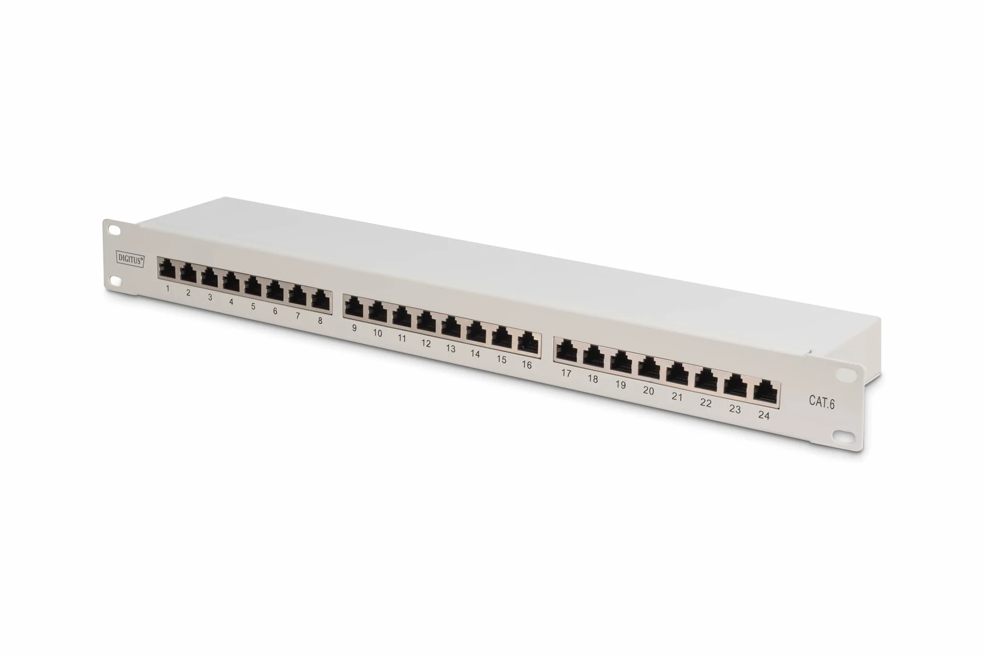 DIGITUS Patchpanel 19 cali Cat-6 24 porty RJ45 ekranowany LSA 1HE szary