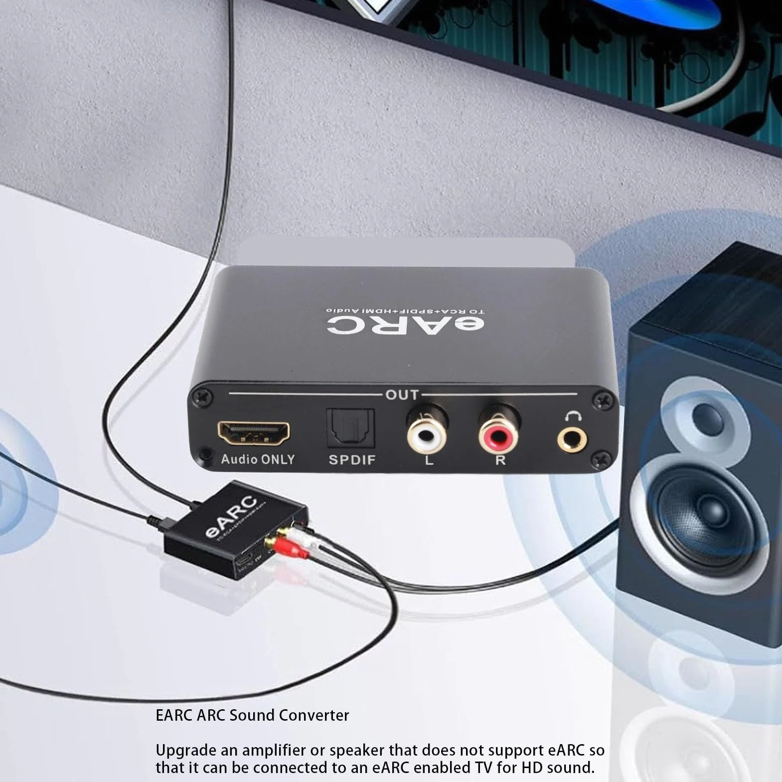 Dpofirs Earc Audio Extractor, Earc Audio Converter do HDMI/Optical / 3,5 Mm Ekstraktor Dźwiękowy, Adapter łukowy HDMI dla TV do Systemu Głośnikowego