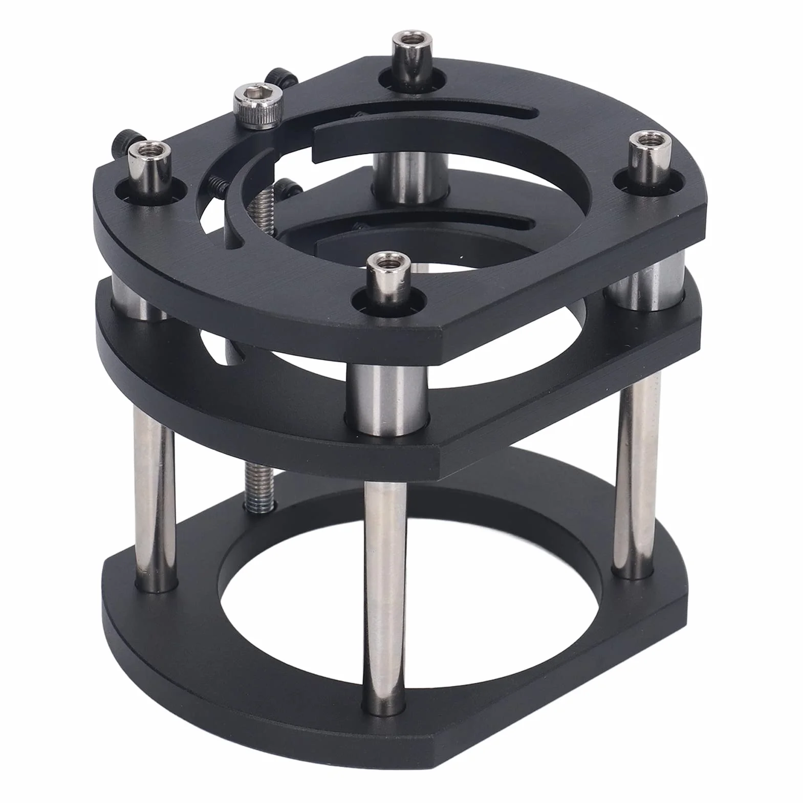 Podnośnik Routera, 4 Szczęki Mocujące Podstawa Systemu Podnoszenia Stołu Routera, Metalowy Zestaw Systemu Podnoszenia Routera do Silników o średnicy 64-66mm, Grawerowanie Drewna