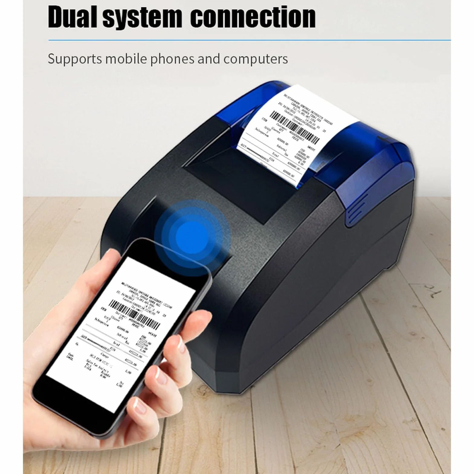 Przenośna Drukarka Termiczna, 58 Mm USB Bluetooth Drukarka Odbioru, Polecenie ESC POS, Użycie z Telefonami i Komputerami, dla Restauracji, na Wynos, Supermarkety