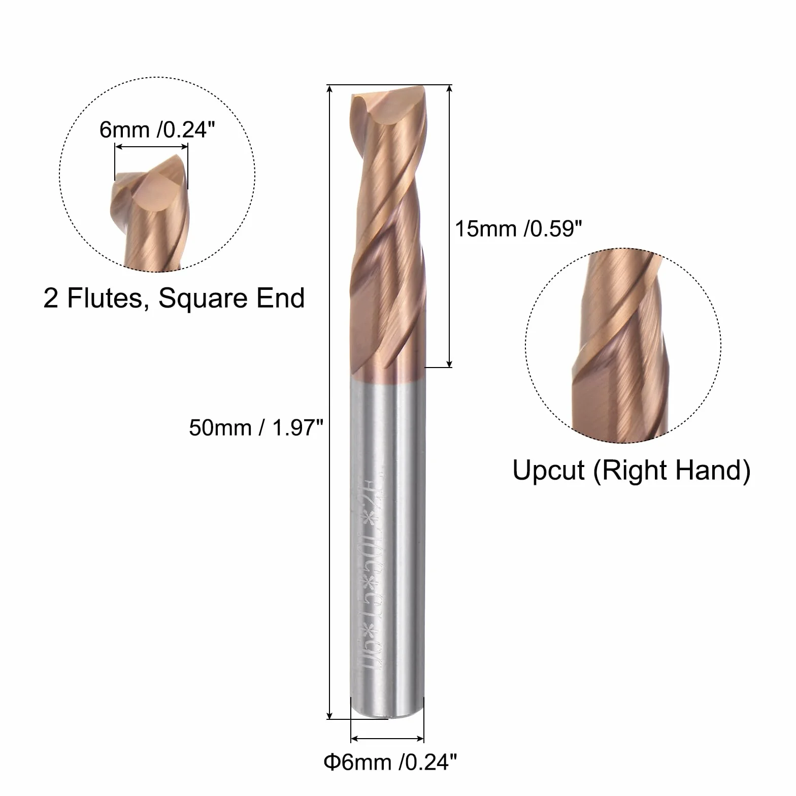 QUARKZMAN 2 szt. 6 mm średnica 6 mm trzpień frez z końcówką kwadratową 2 rowki HRC55 Frezy CNC Carbide CNC Frezy CNC Frez Frezowanie CNC Frez Frezowanie CNC Frezy CNC Frezy CNC Frez CNC