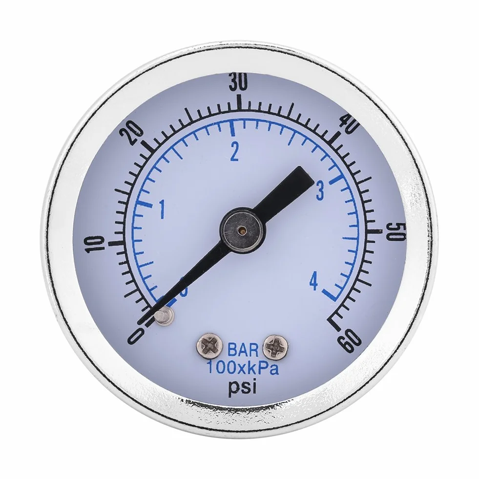Manometr Aramox, 40mm tarcza zegarowa 0-60psi / 0-4bar Manometr manometr z podwójną skalą do wody i oleju, złącze gwintowe BSPT 1/8 "