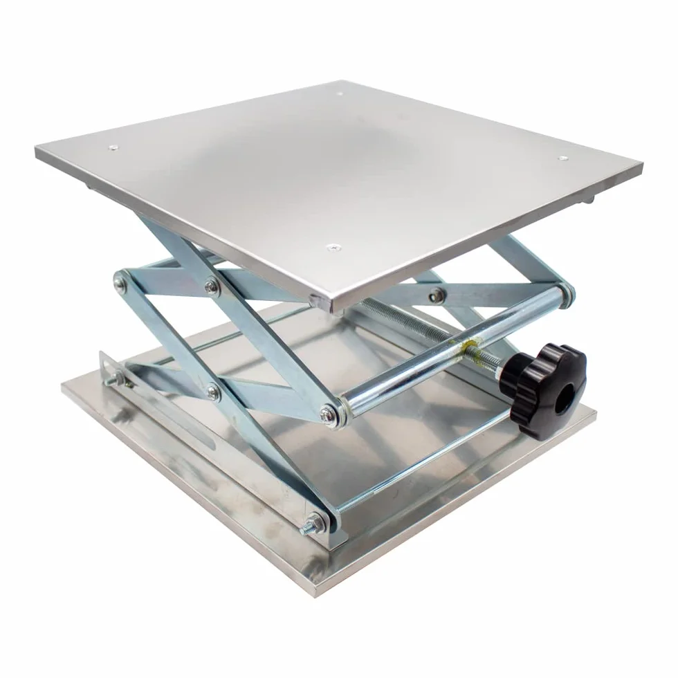 Toplionace 30x30cm Ręczny Stół Podnośny ze Stali Nierdzewnej 304, Laboratorium Stołu Przesuwnego Osi z 9-46 Cm śrubowa Platforma Podnosząca, Maksymalne Obciążenie 25 Kg