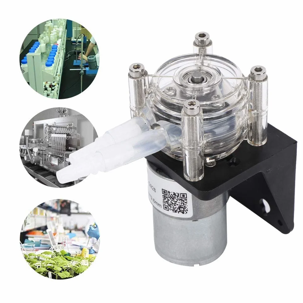 Pompa perystaltyczna o dużym przepływie, odporna na korozję, z przezroczystą głowicą PC, 500 ml/min, pompa perystaltyczna z kluczem (12 V)