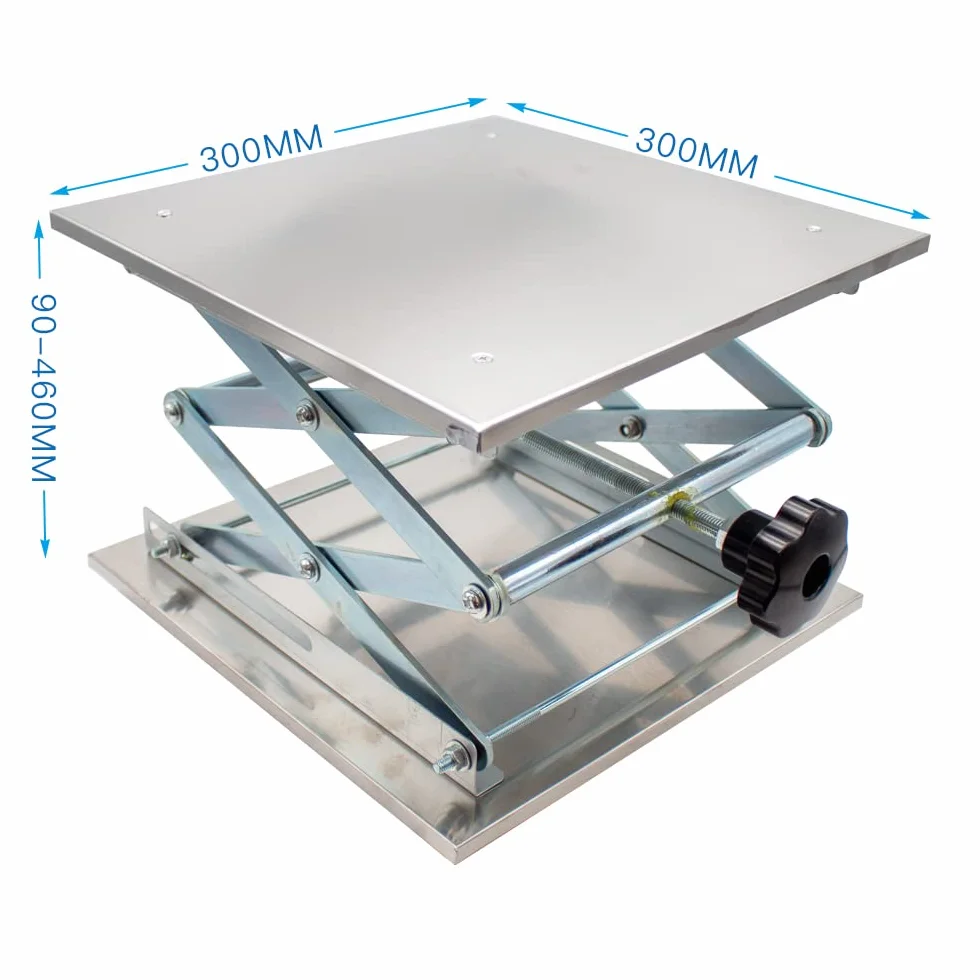 Toplionace 30x30cm Ręczny Stół Podnośny ze Stali Nierdzewnej 304, Laboratorium Stołu Przesuwnego Osi z 9-46 Cm śrubowa Platforma Podnosząca, Maksymalne Obciążenie 25 Kg