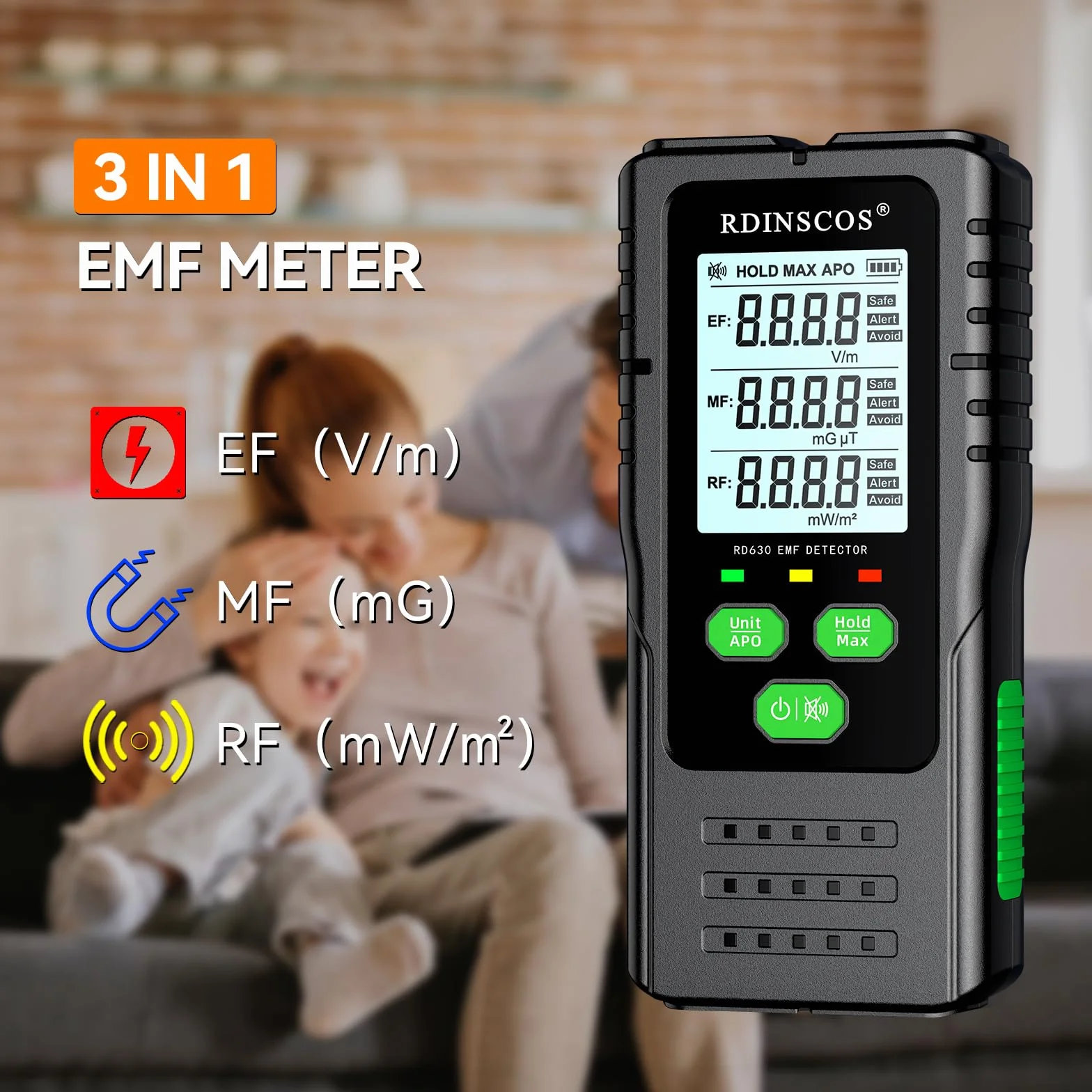 EMF detektor promieniowania cyfrowy pola elektromagnetyczne EF/MF/RF ręczny
