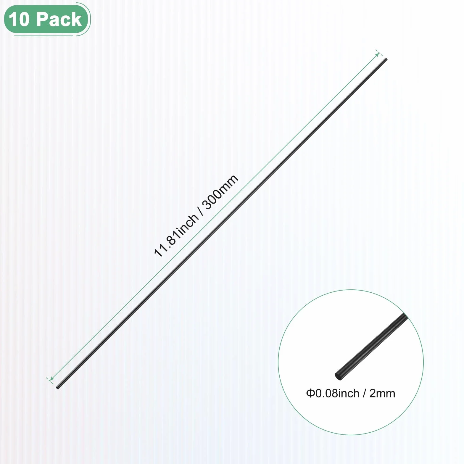 M METERXITY 10 prętów z włókna węglowego 300 Mm Długość 2 Mm Średnica Solidny Matowy Słupek Do Samolotów RC DIY Ramiona Quadcopter Tuboss [11.81 x 0.08 CAL]