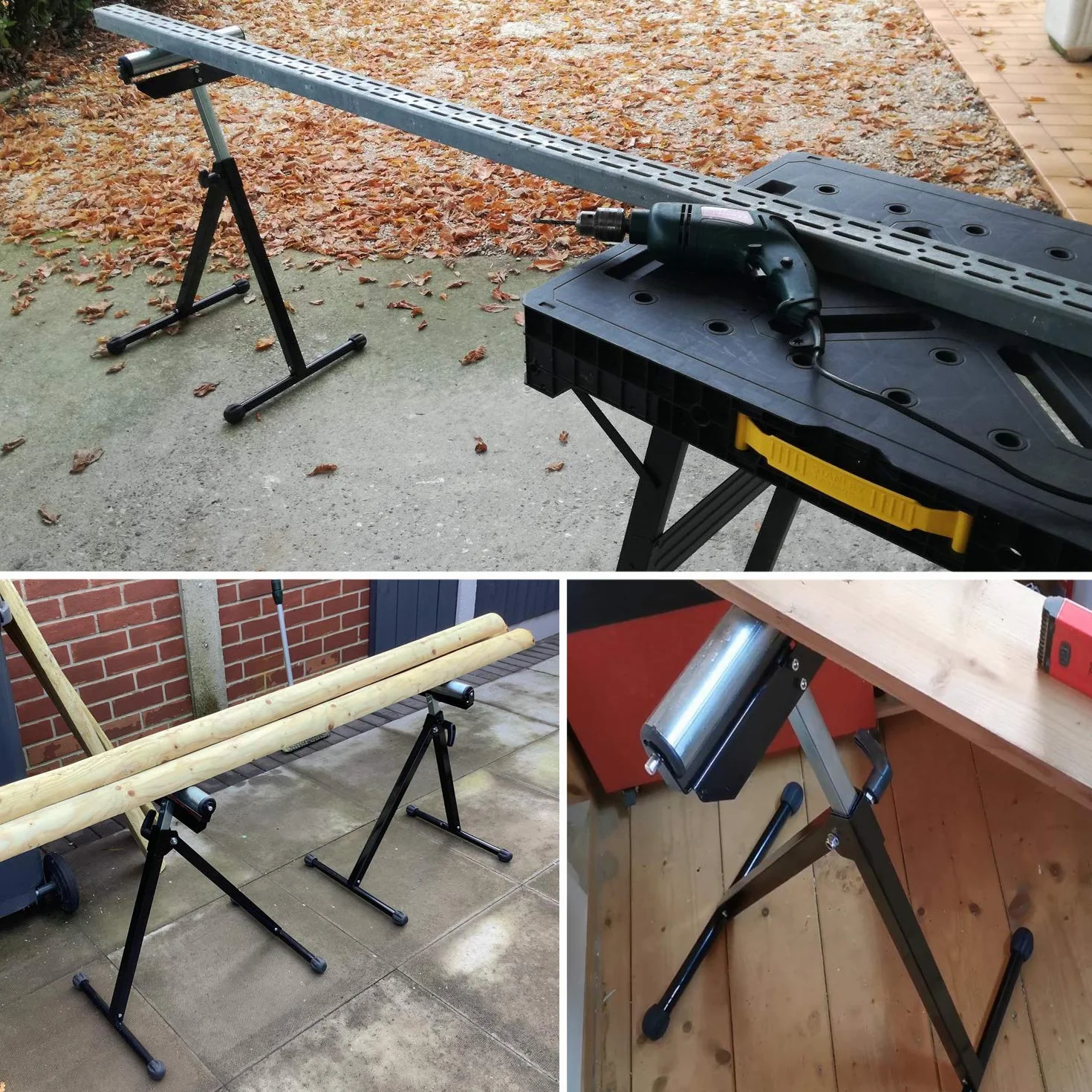2 sztuki koziołków na kółkach, 68-108 cm, regulacja wysokości, udźwig 90 kg, stojak na rolki, bezstopniowa regulacja