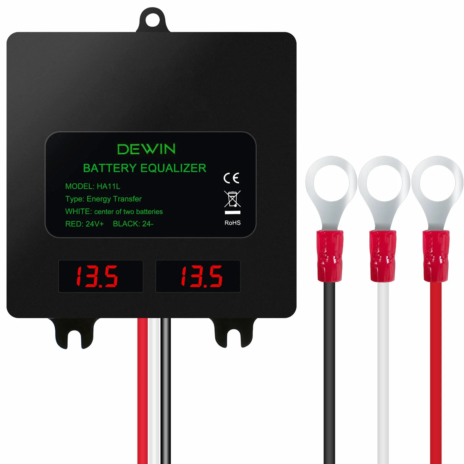 Balancer do baterii 24 V, 2 x 12 V, system ładowania solarnego IP67, do akumulatorów ołowiowych, kwasowo-litowych, litowo-jonowych, żelazowo-fosforanowych