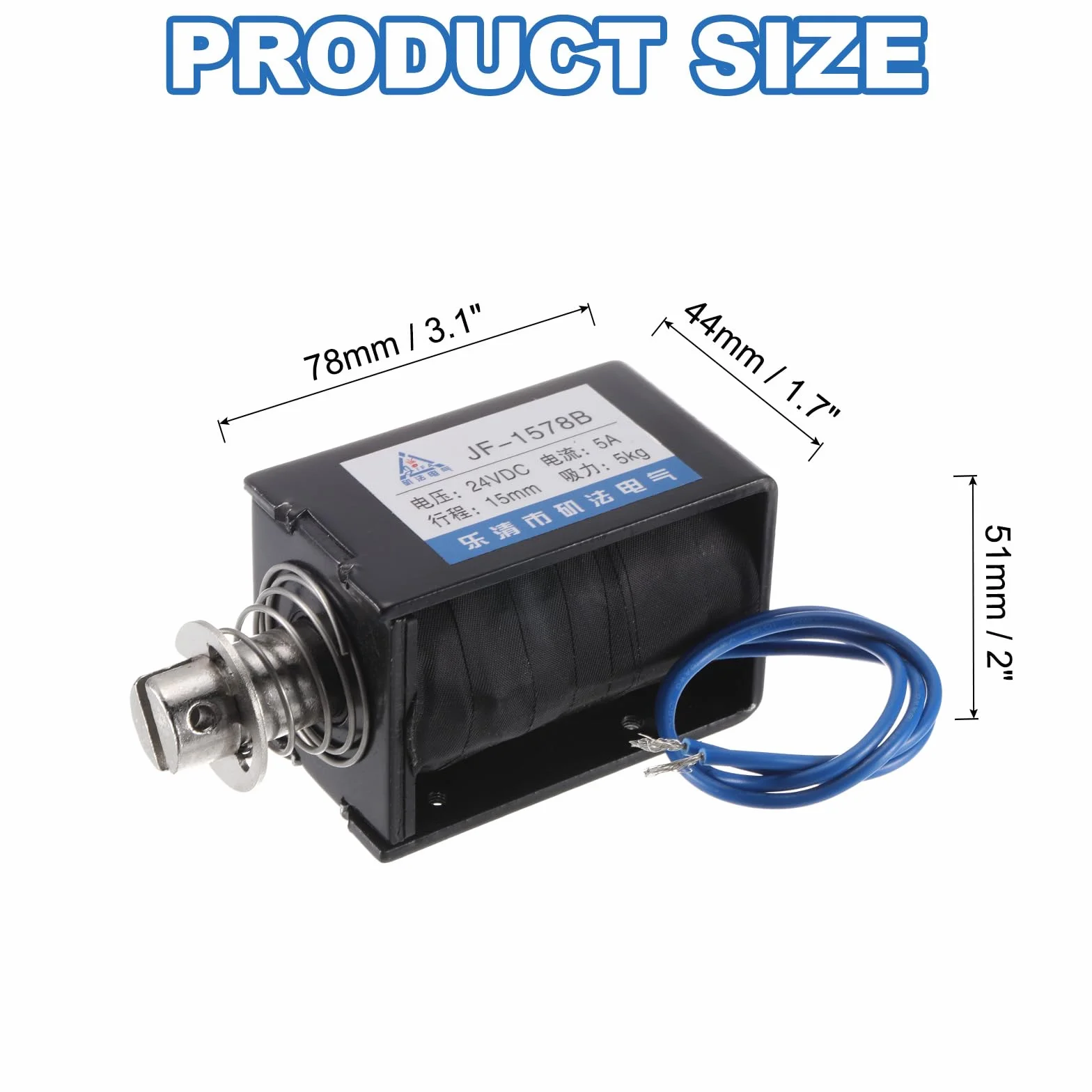 QUARKZMAN Elektromagnes 24 V 5 A 50 N 15 mm Siłownik Ruch Liniowy JF-1578B