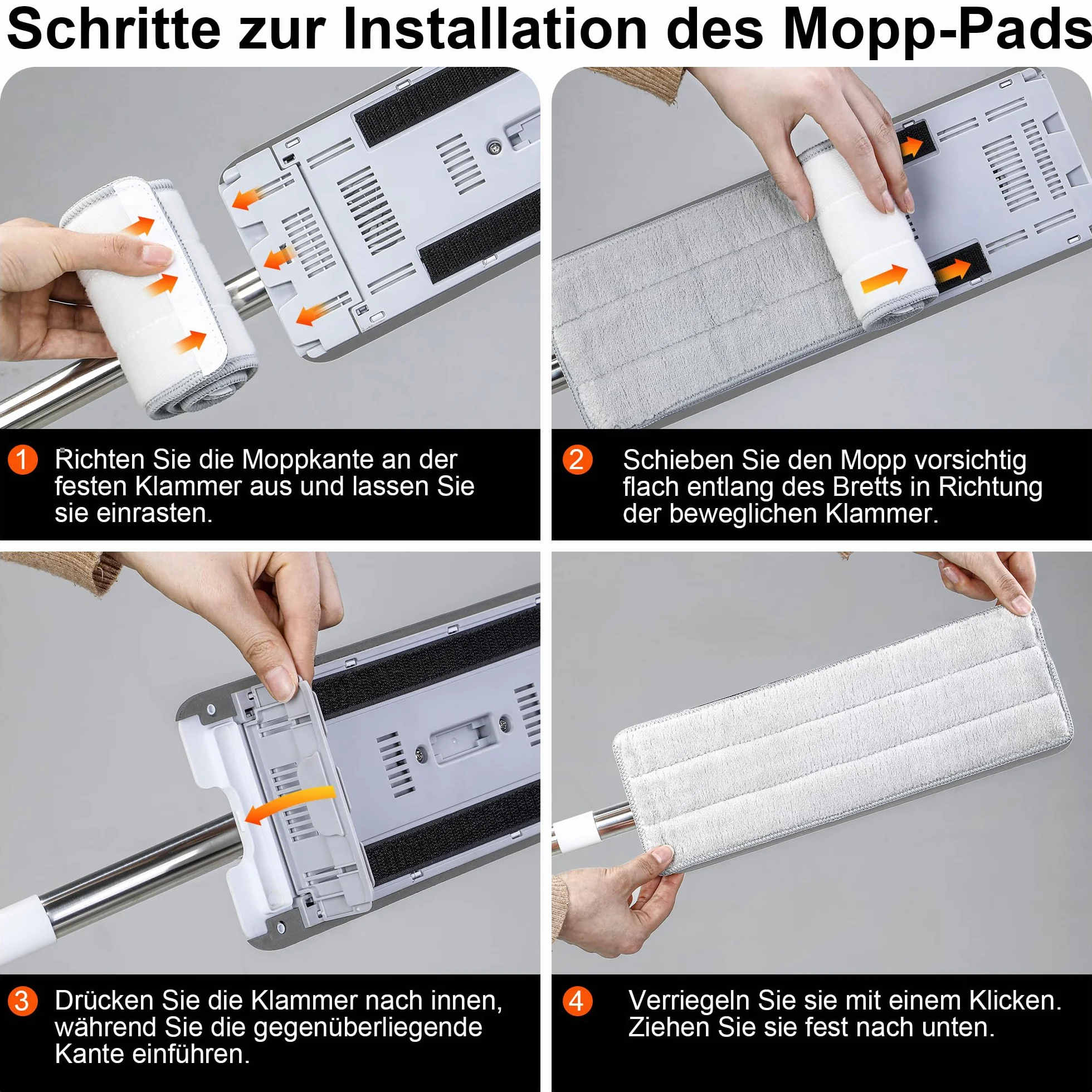 Zestaw mopowy CTIME z wiadrem i wyciskaczem, ręczny płaski mop, 2 podkładki z mikrofibry, 33 cm