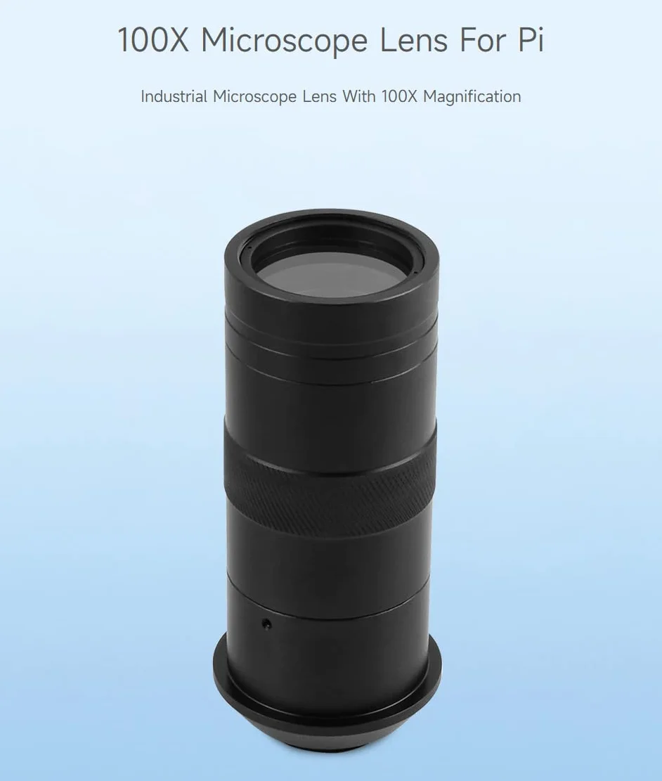 Waveshare Industrial Microscope Lens 100X C/CS-Mount Raspberry Pi HQ Camera