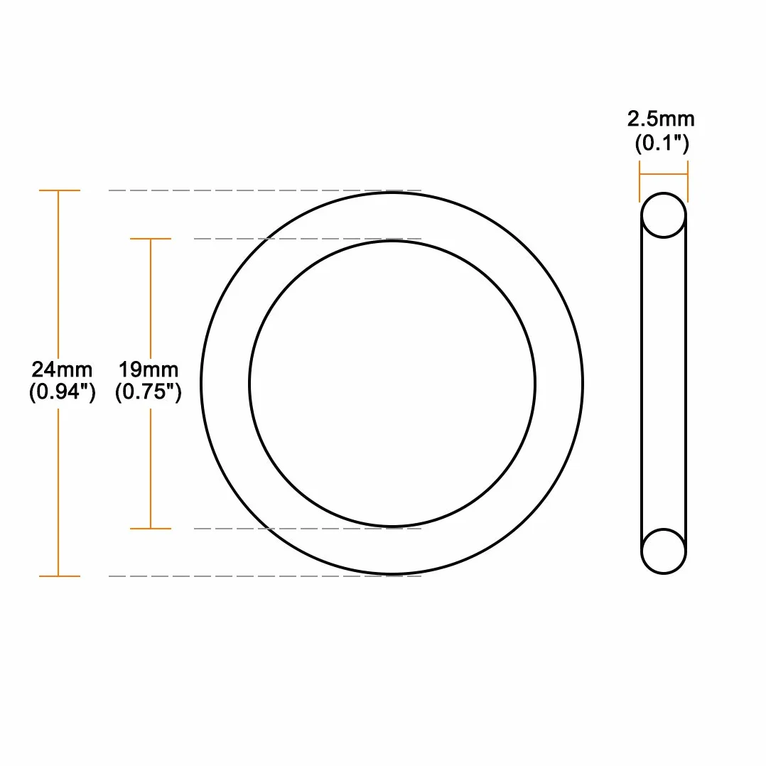 sourcing map 25 szt. o-ringi kauczuk nitrylowy 6 mm-32 mm średnica wewnętrzna 2,5 mm szerokość 19 mm x 24 mm x 2,5 mm
