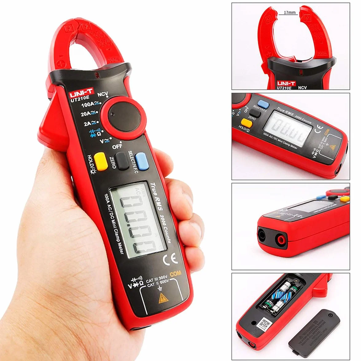 UNI-T UT210D seria UT210 Mini zacisk miernika, 200A AC/DC, 600 V AC/DC, 60 kHz, -40°C-1000° C/-40°F-1832°F