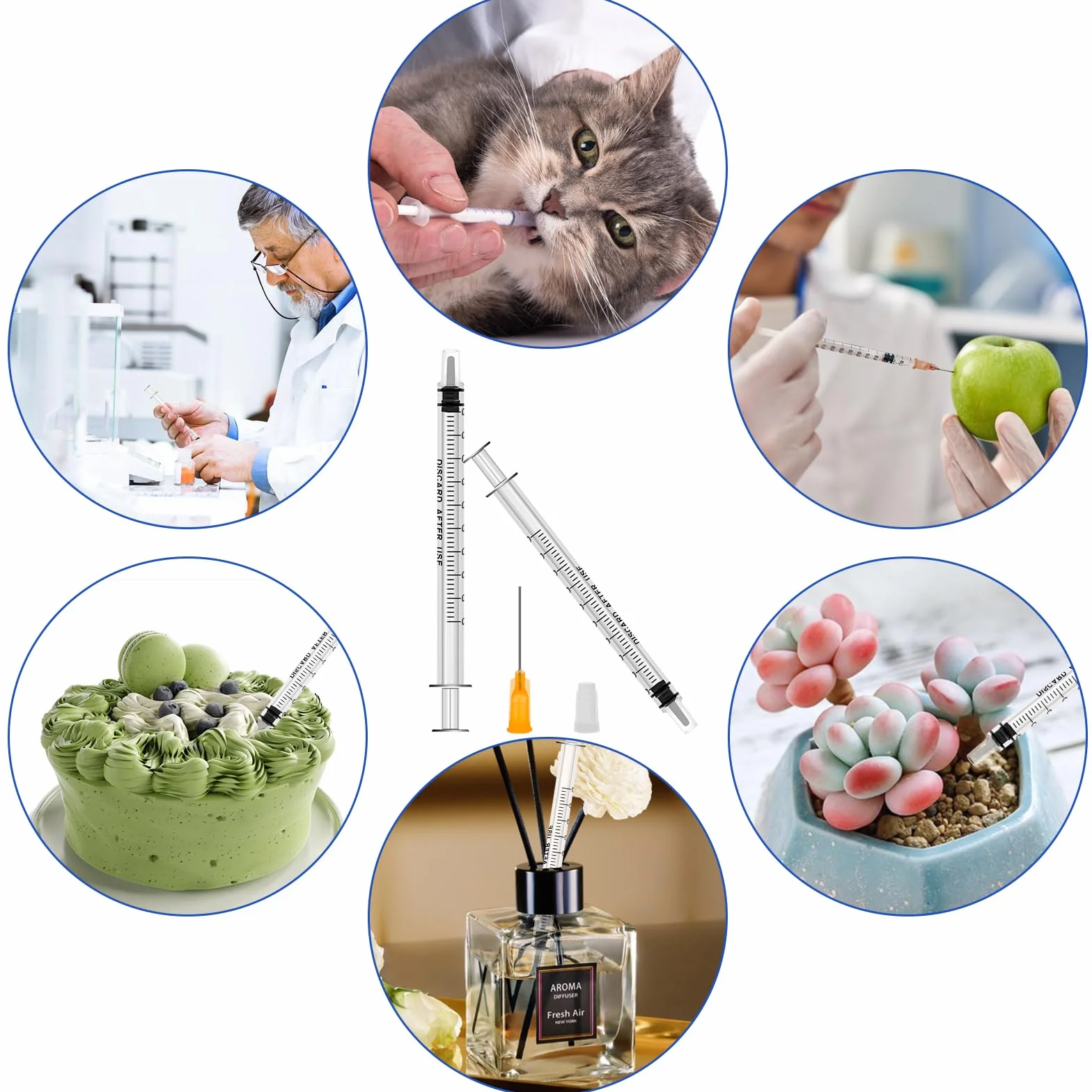 GOTRUST 12 małych strzykawek, plastikowa strzykawka 1 ml, plastikowa strzykawka z tępą końcówką, igłą i nasadką, strzykawki do karmy z pomiarem, do eksperymentów
