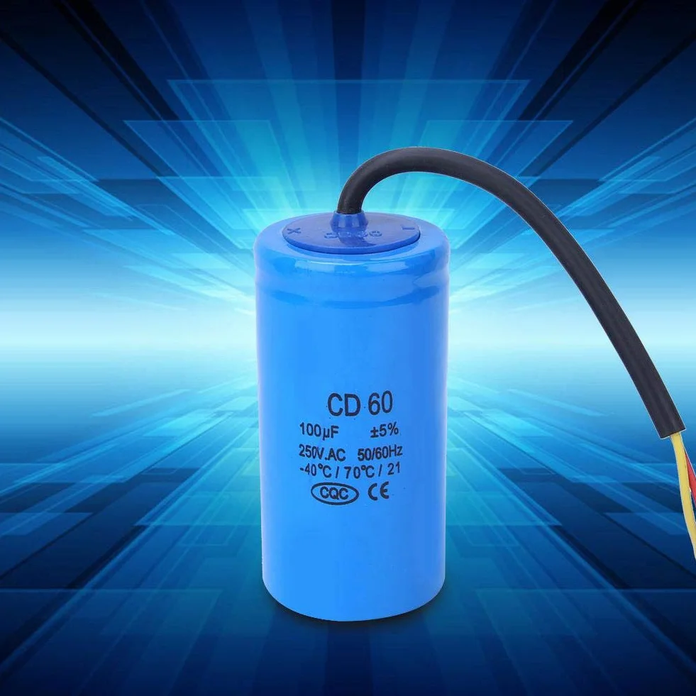 Kondensator silnika 250 V 100 uf elektroniczny element CD60 Przeciwwybuchowy kondensator do lodówek, klimatyzatorów i generatorów