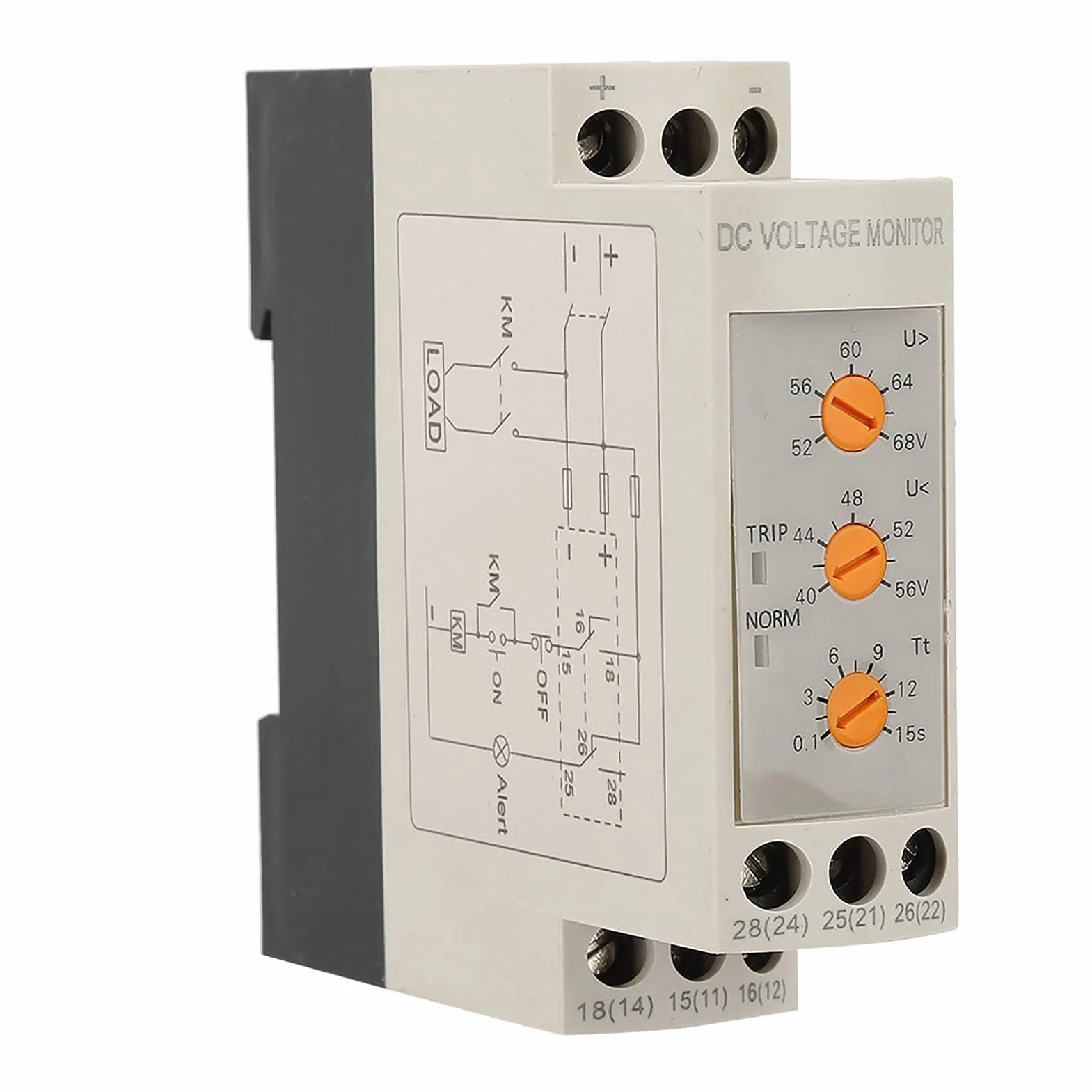 13V-17V 10V-14V przekaźnik monitorujący napięcie DC 48V przekaźnik zabezpieczający przed przepięciem i podnapięciem 35mm szyna prowadząca