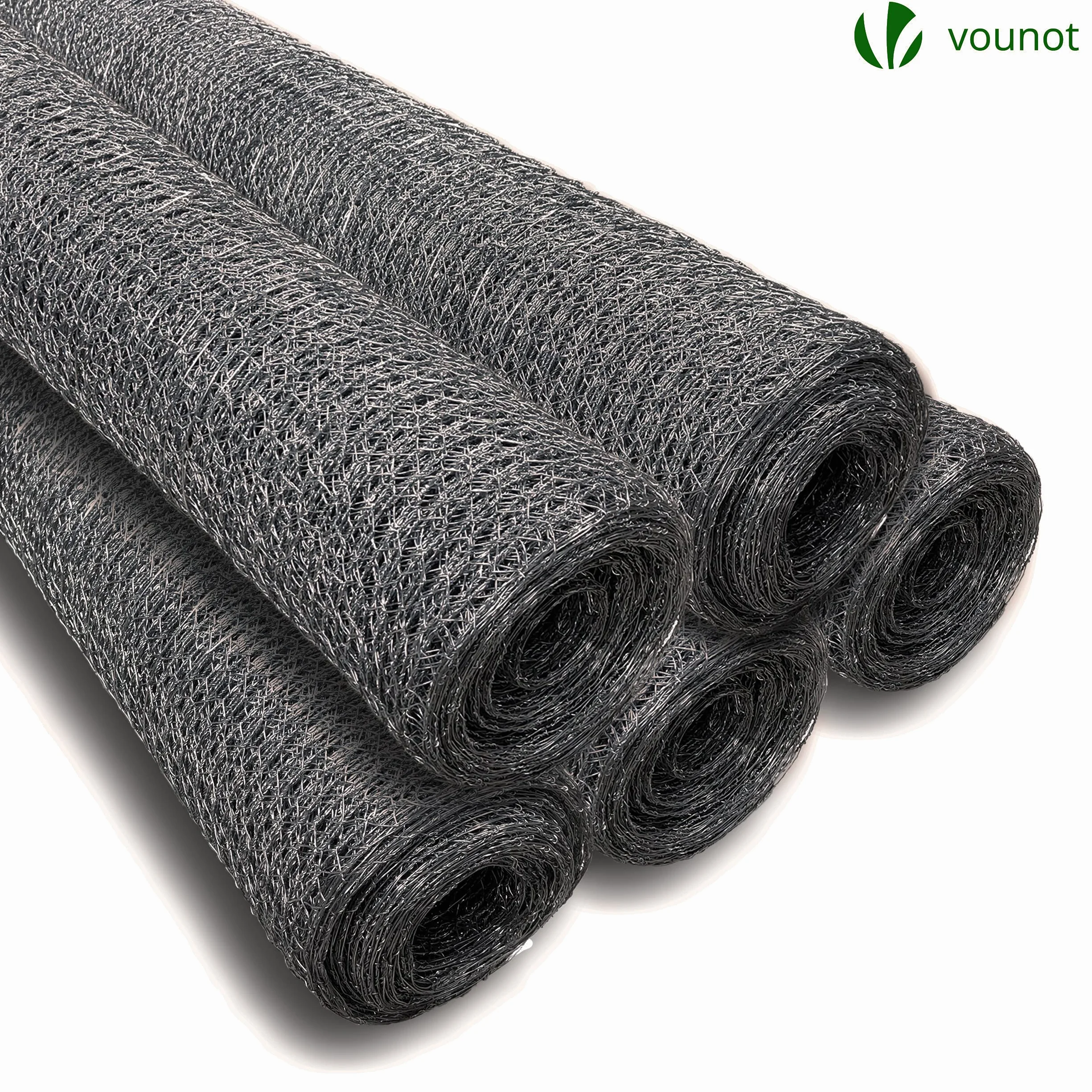 VOUNOT Ogrodzenie z siatki sześciokątnej 13 mm 100 cm 25 m powłoka PCW szary