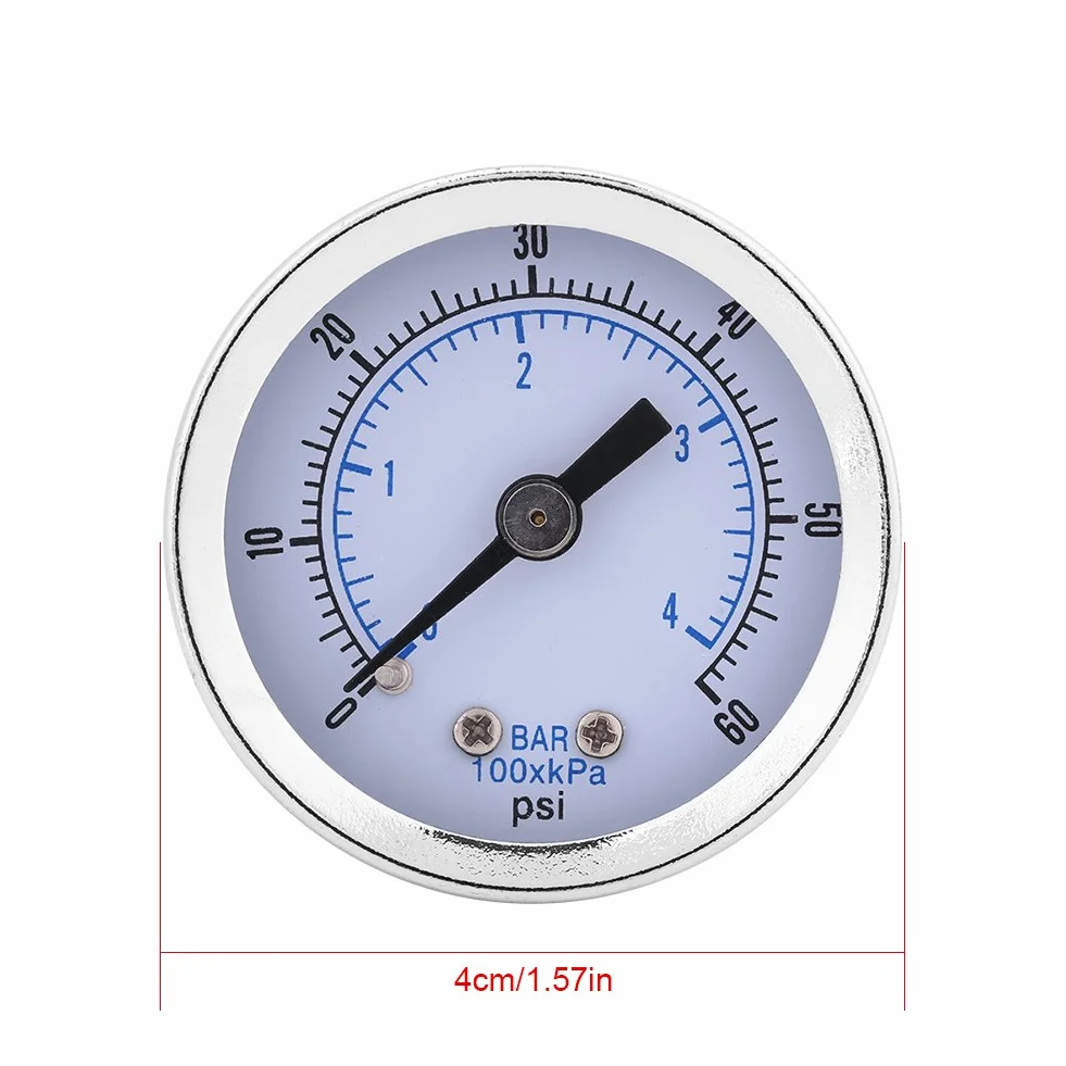 Manometr Aramox, 40mm tarcza zegarowa 0-60psi / 0-4bar Manometr manometr z podwójną skalą do wody i oleju, złącze gwintowe BSPT 1/8 "