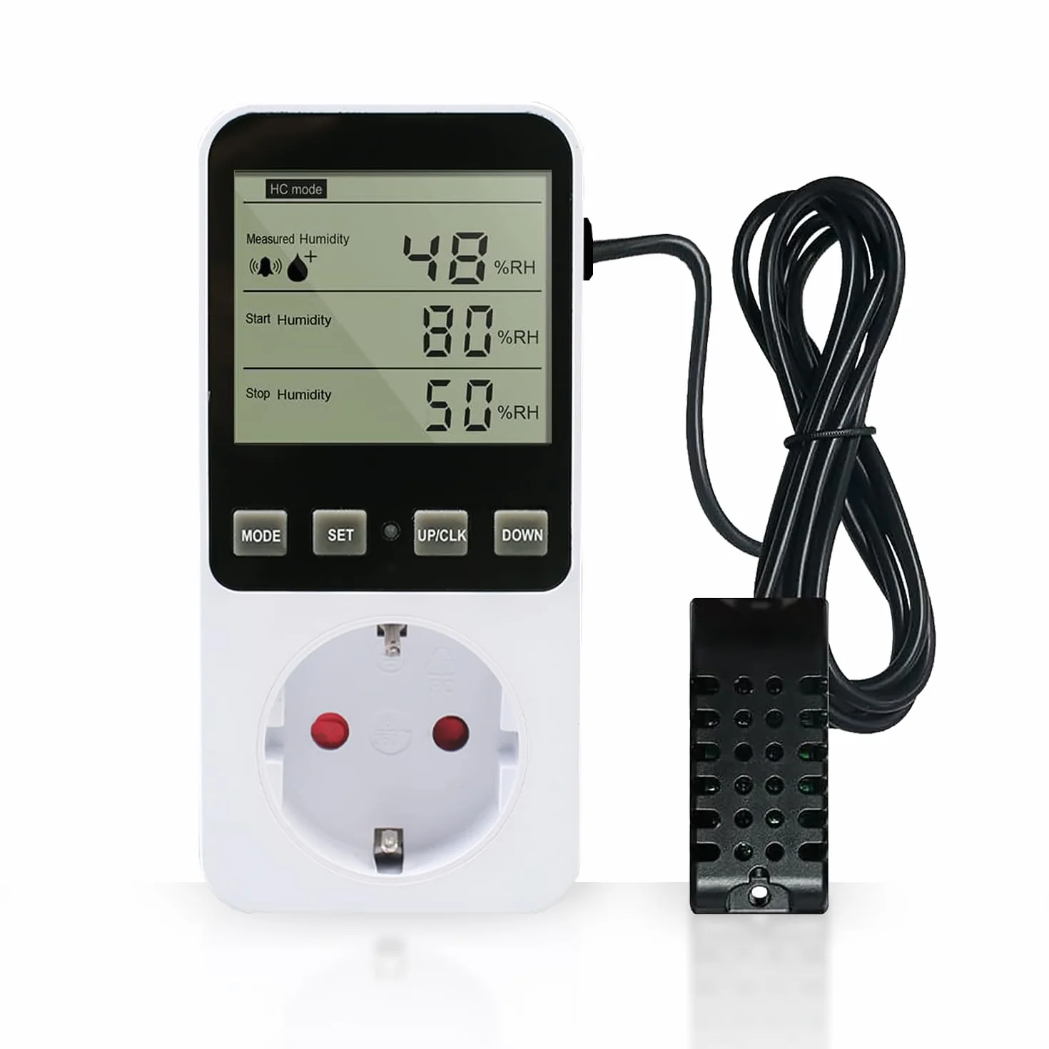 Termostat gniazdkowy 230 V regulator wilgotności z czujnikiem do szklarni terrarium ogrzewania chłodzenia