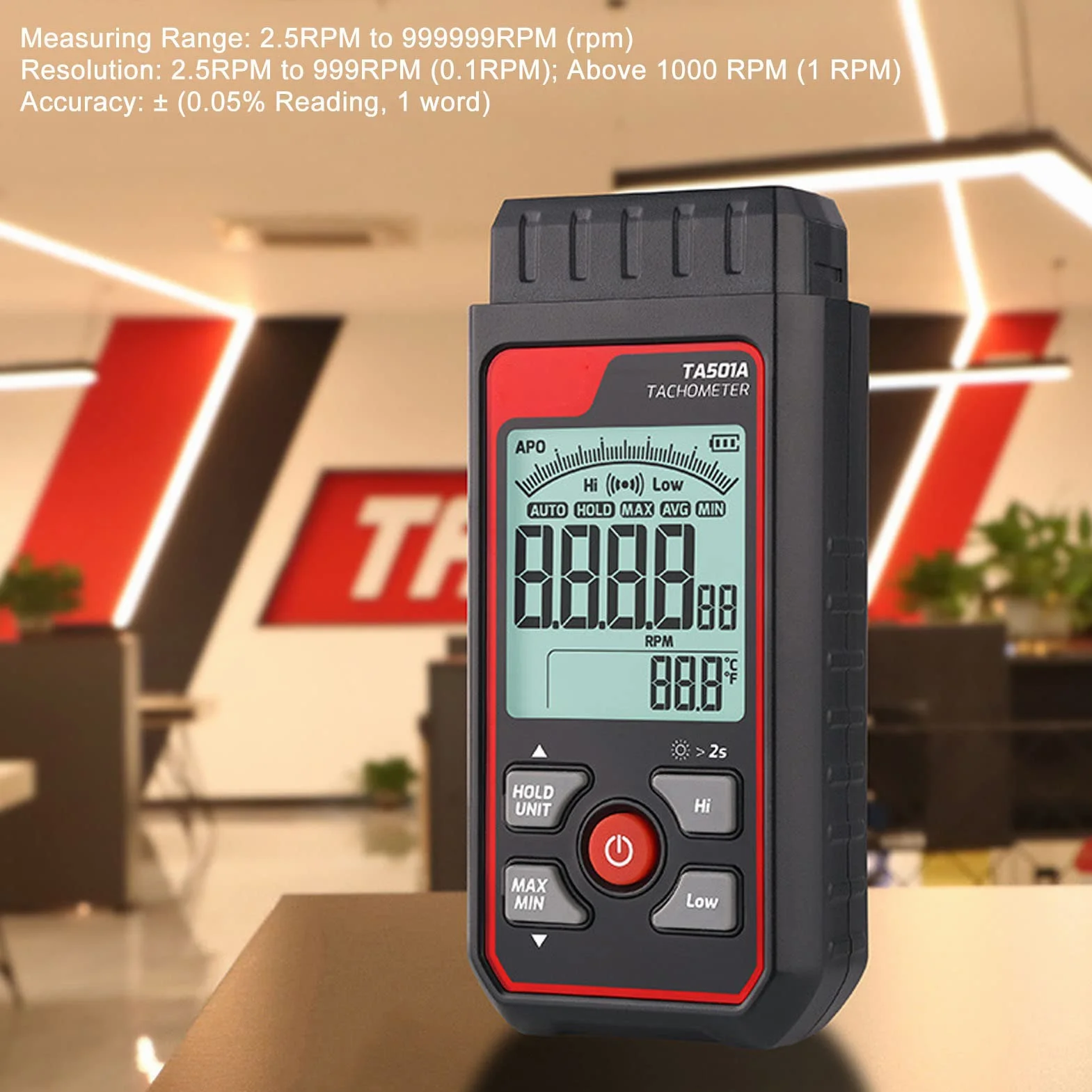 Cyfrowy Fotograficzny Tachometr Obrotomierz Bezdotykowy z Funkcją Laserową od 2,5 Do 999999 Obr./min