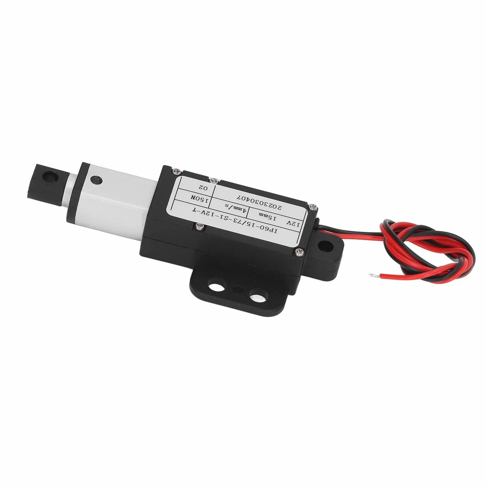 Elektryczny Mikro Siłownik Liniowy 12V DC 150N Skok 0,59 z Uchwytem Montażowym