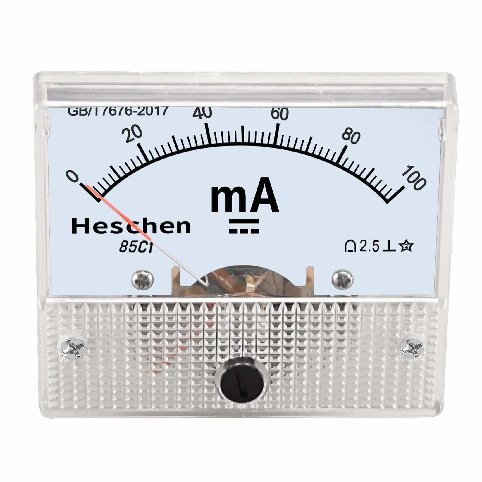 Heschen 85C1-100 mA prostokątny panel zamontowany miernik prądu miernik prądu DC 0-100 mA klasa 2,5 biały