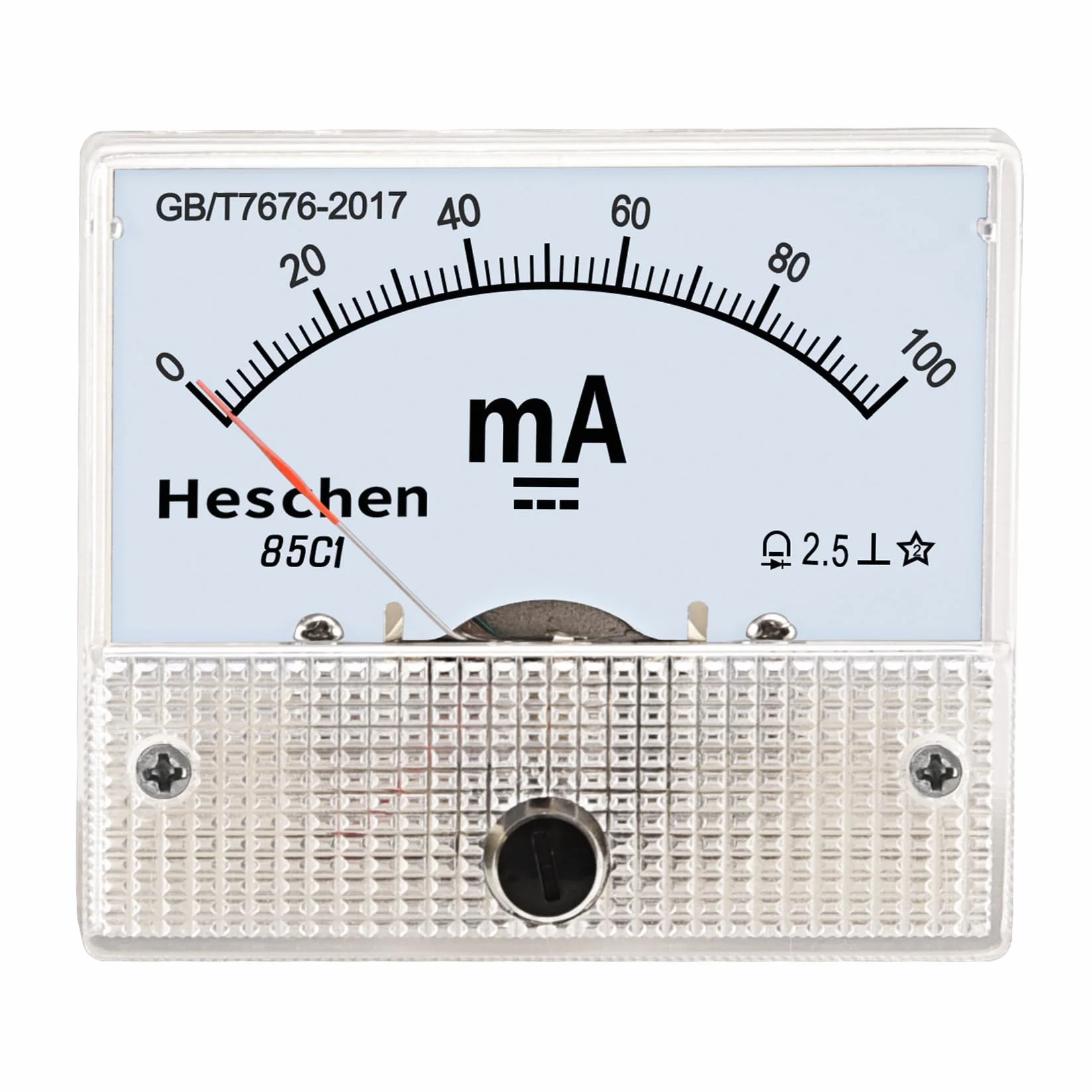 Heschen 85C1-100 mA prostokątny panel zamontowany miernik prądu miernik prądu DC 0-100 mA klasa 2,5 biały